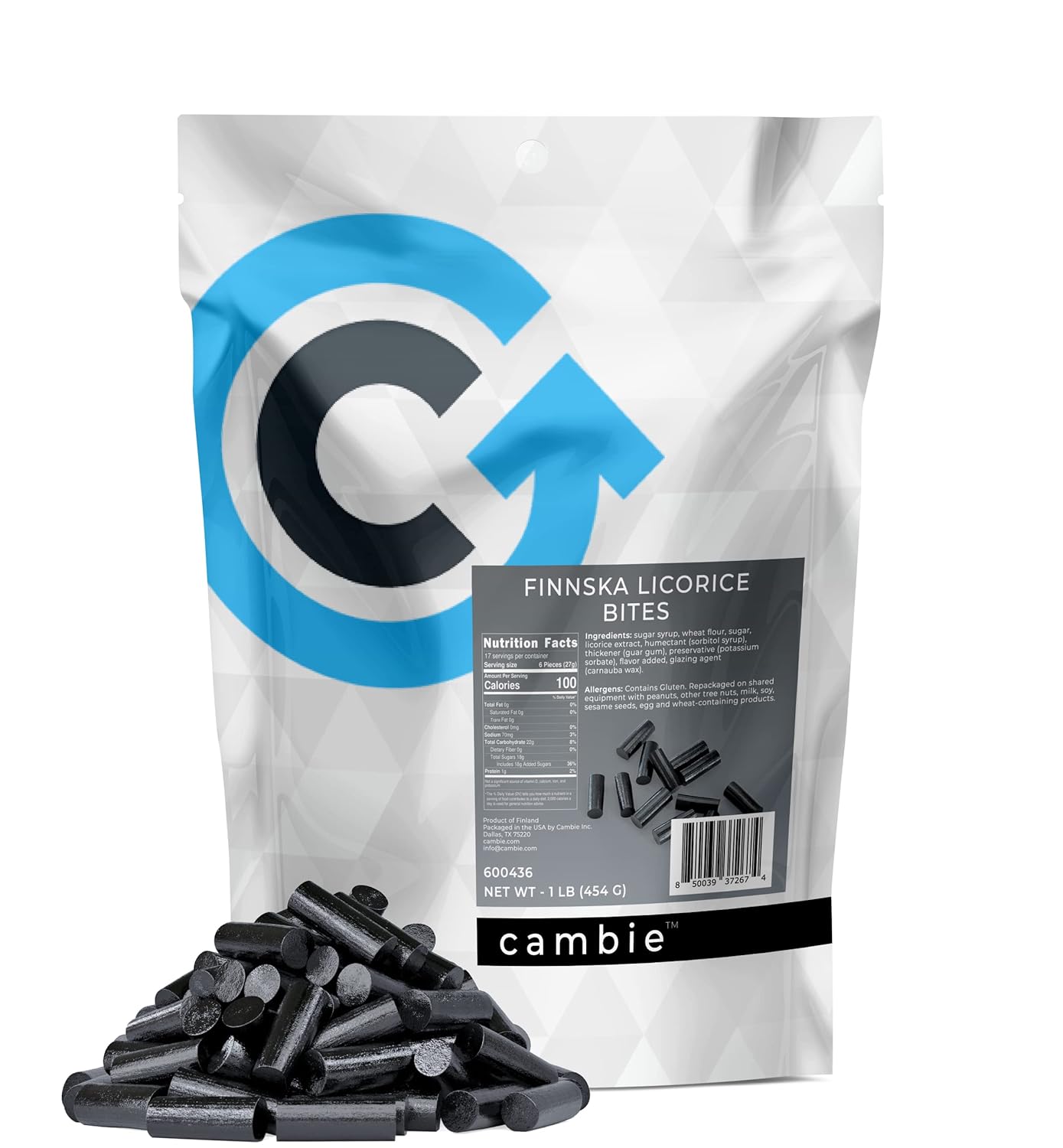 Finnska Regaliz negro suave de Cambie  Regaliz finlandés clásico  Caramelo de regaliz suave, masticable y dulce  Regaliz auténtico nostálgico (1