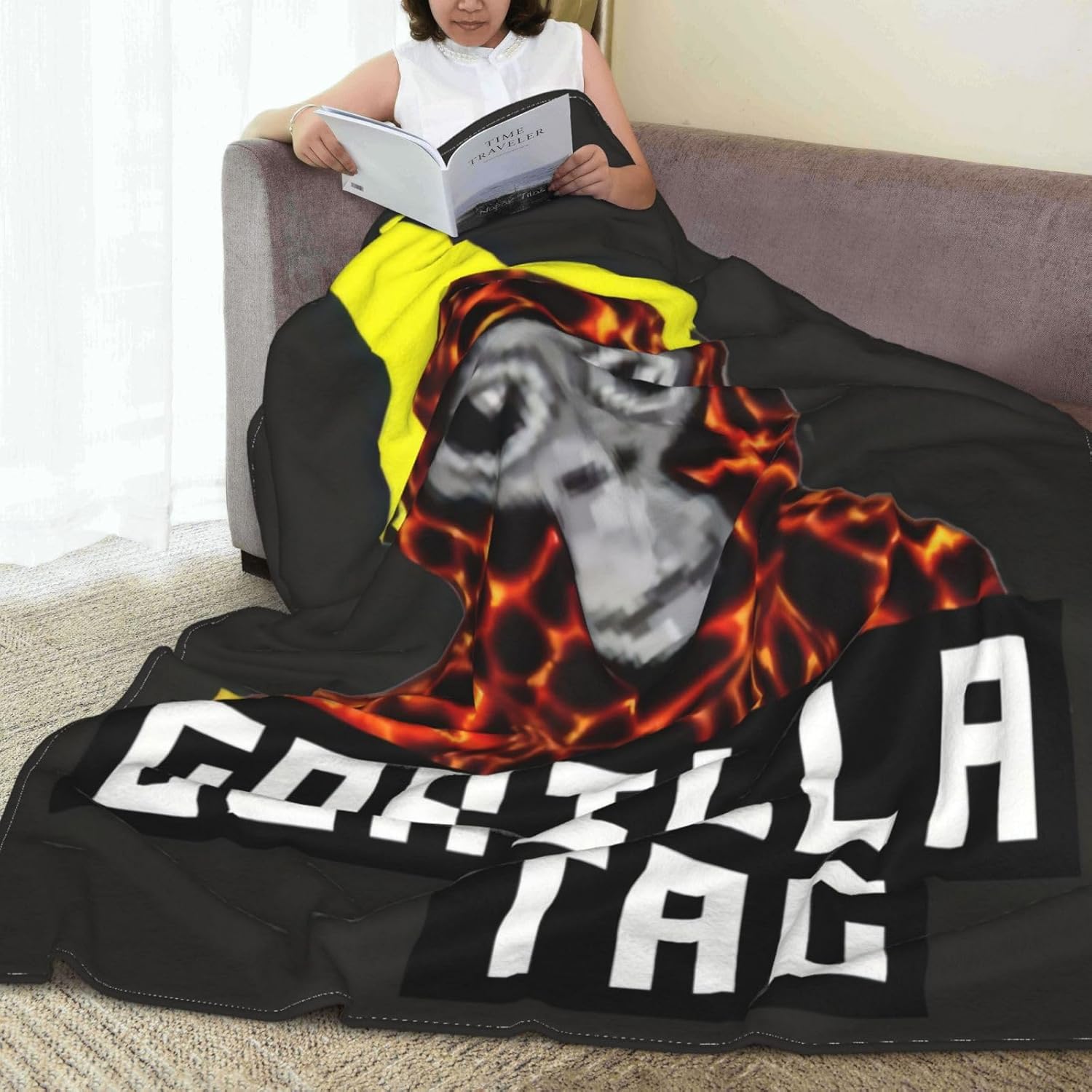 Gorilla Tag – Manta de franela de felpa súper suave y acogedora para sofá de 40 x 30 pulgadas, sofá, dormitorio, campamento y viajes