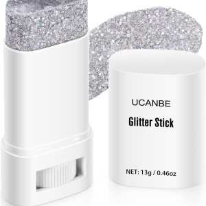 UCANBE Purpurina corporal plateada, barra de purpurina facial para cantantes, conciertos, festivales de música, accesorios de maquillaje con UCANBE Purpurina corporal plateada, barra de purpurina facial para cantantes, conciertos, festivales de música, accesorios de maquillaje con