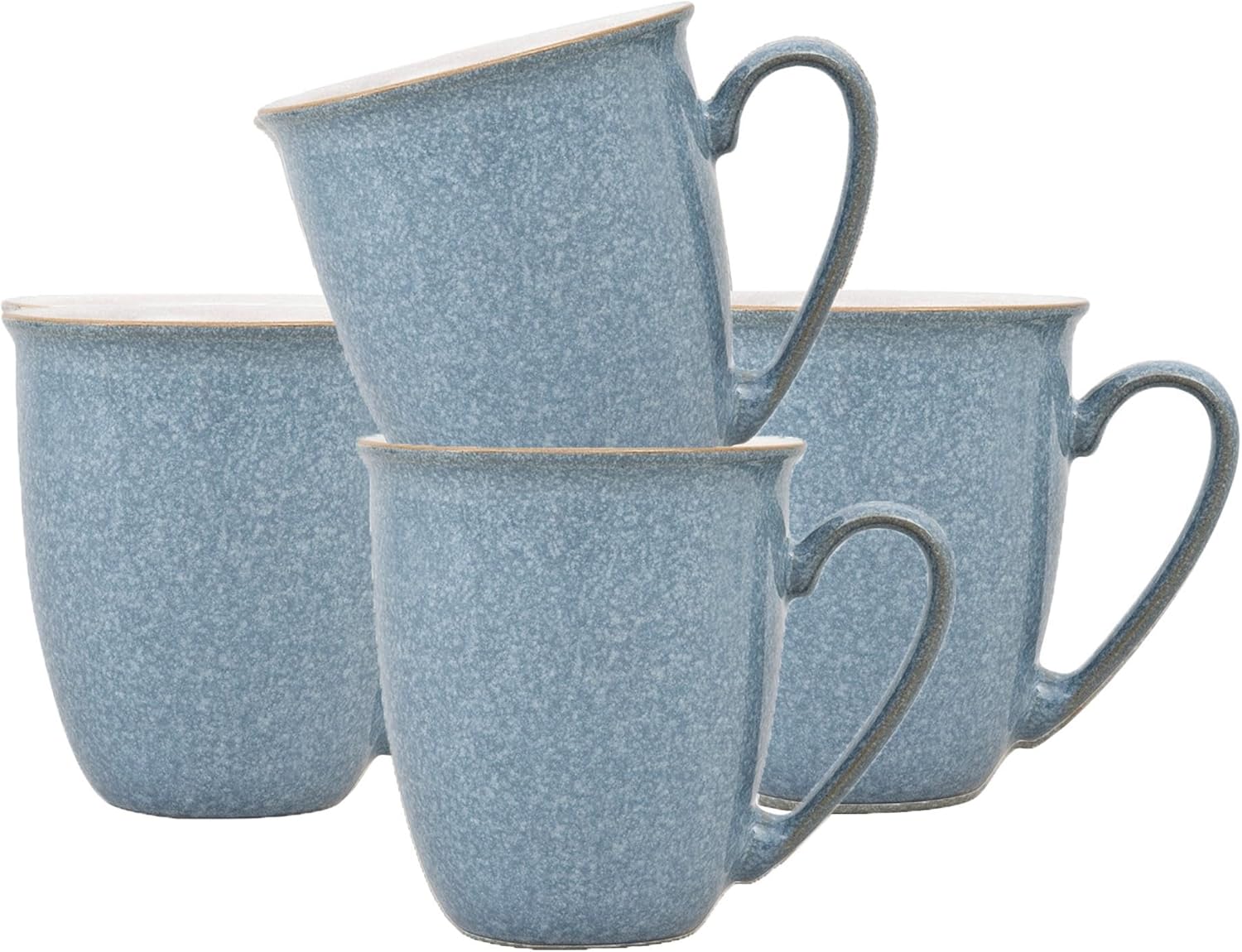 Denby – Elements Blue – Juego de 4 tazas de café grandes de 11.15 onzas para oficina y hogar, aptas para lavavajillas, microondas – Tazas de té de