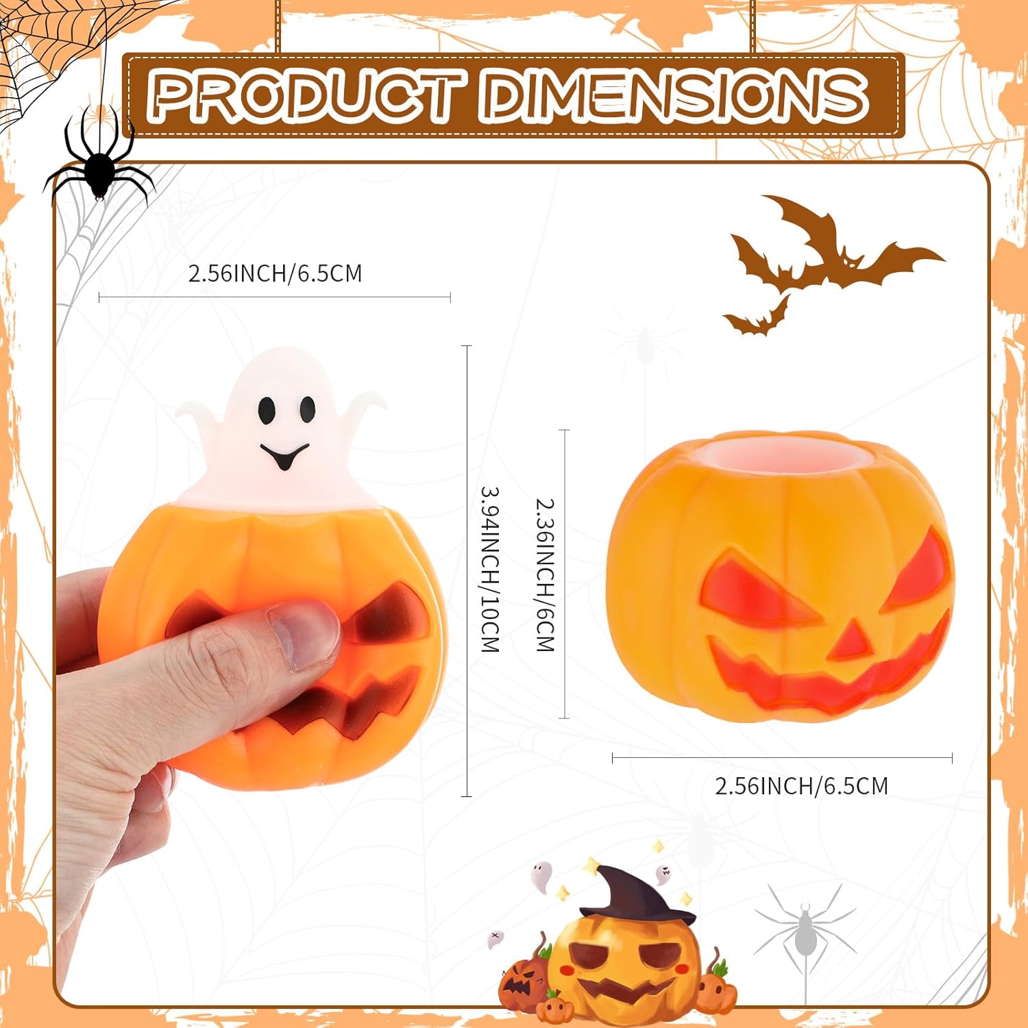Jenaai 20 huevos de Pascua, bolas estrujables para apretar, cesta de Pascua, juguetes sensoriales para regalos de fiesta de Pascua (calabaza)