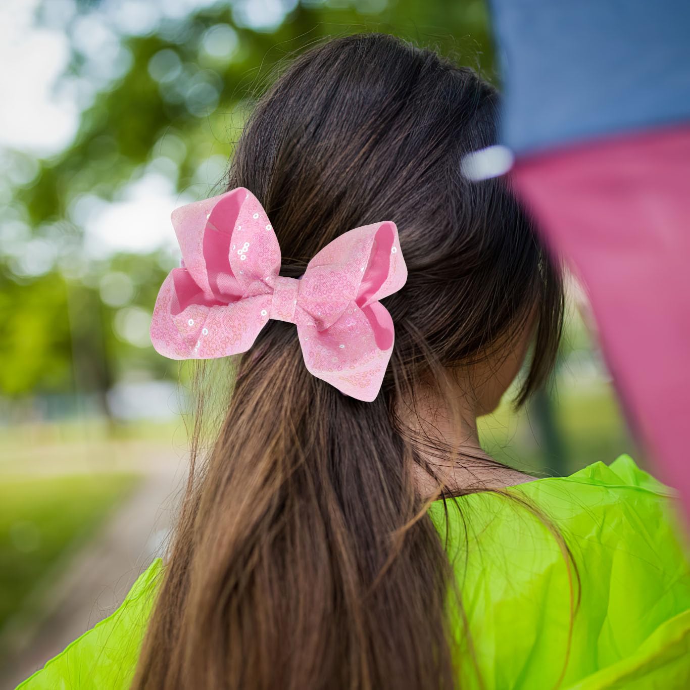 Lazos para el cabello de lentejuelas, 4 lazos con purpurina brillante con pinza para el pelo de cocodrilo para niñas pequeñas, niños y adolescentes,
