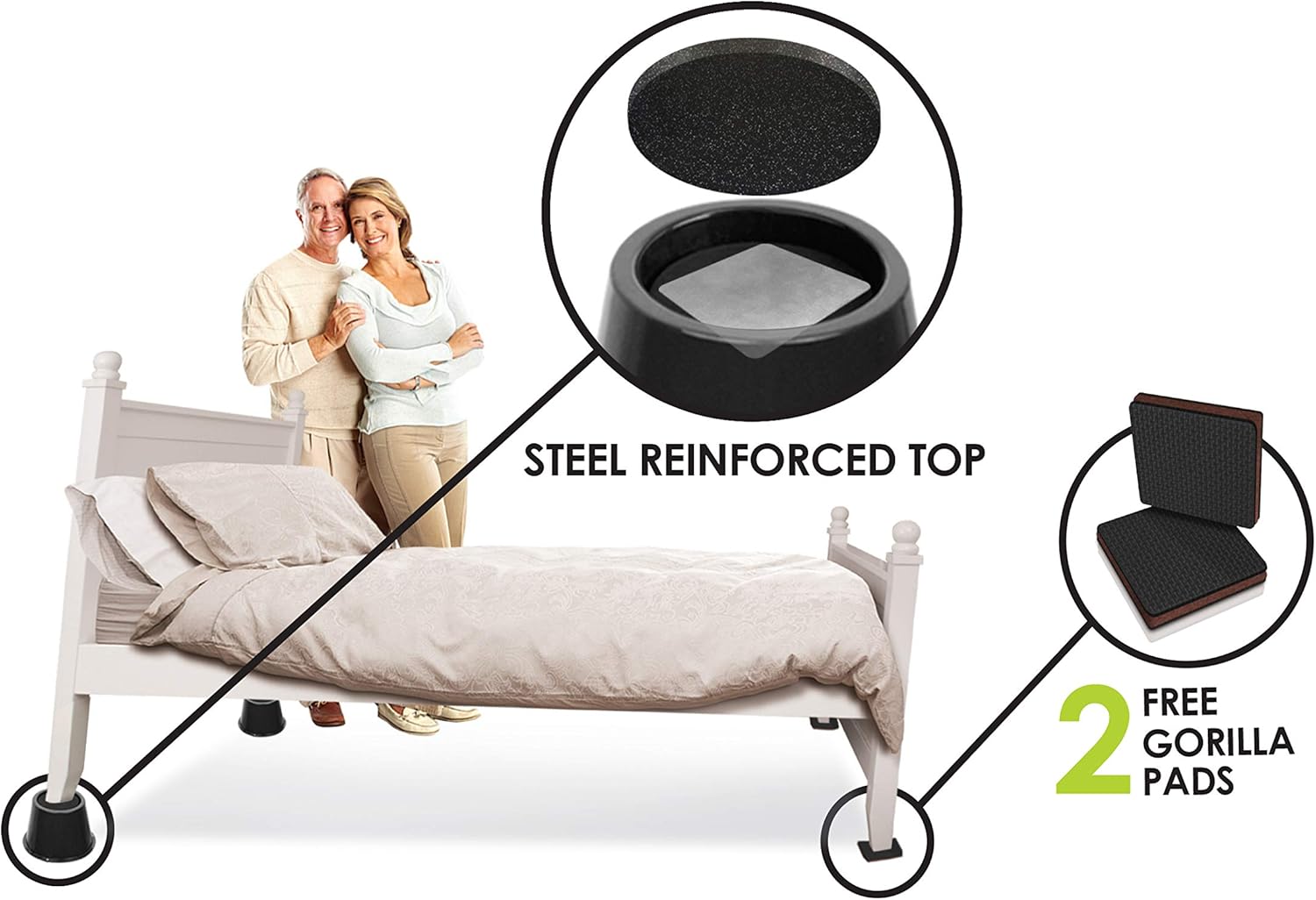 Slipstick CB676 – Elevadores de cama inclinados de 3 pulgadas para alivio de reflujo ácido, dolor y respiración (juego de 2 elevadores médicos y 2