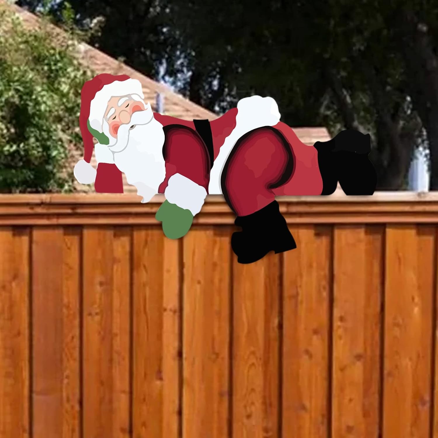 Decoración de valla de Navidad con muñeco de nieve de Papá Noel, reno, muñeco de nieve, monstruo, valla de Navidad, decoración divertida de Navidad