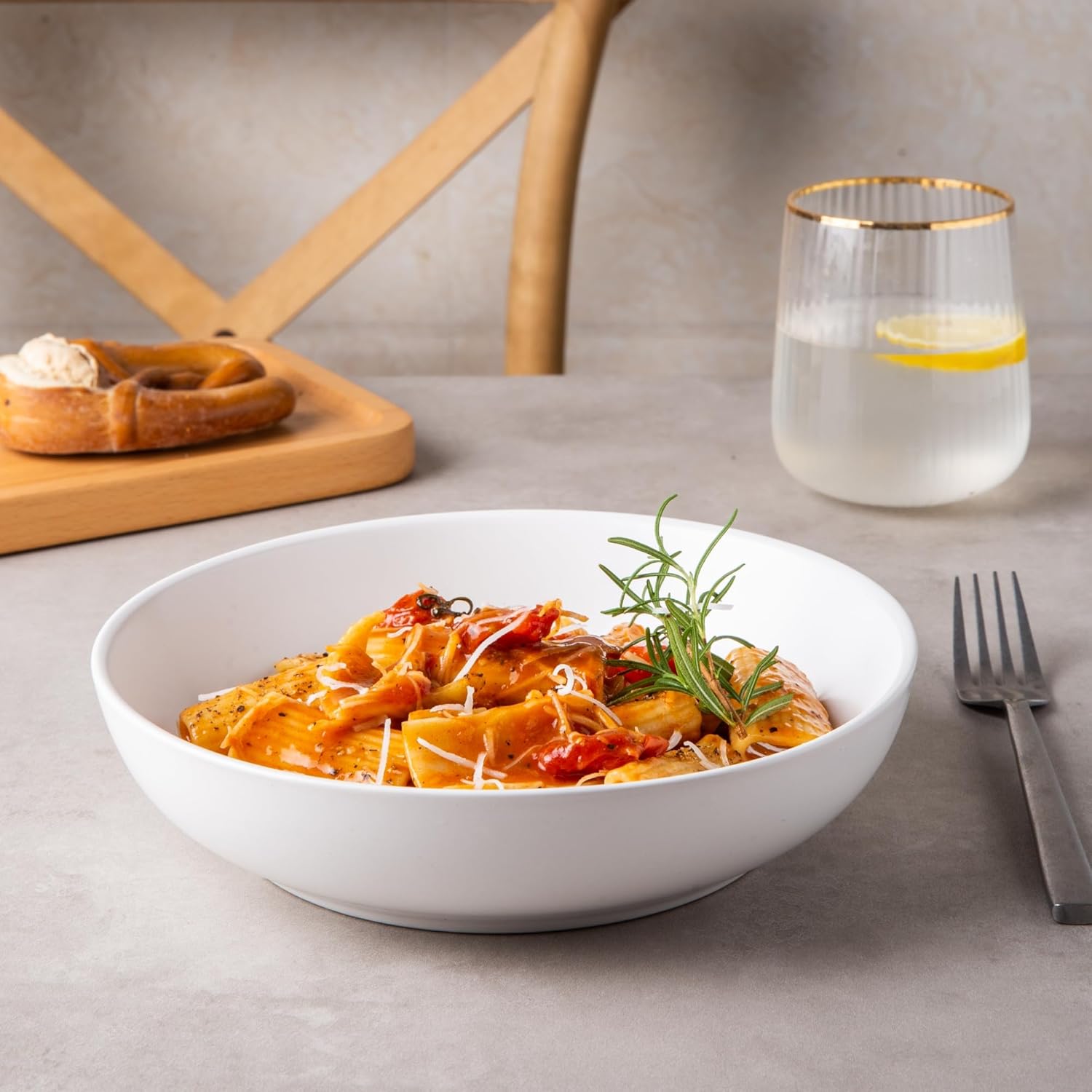 AmorArc Juego de 6 cuencos de cerámica para pasta de 8.5 pulgadas, cuencos grandes de 32 onzas para cocina, cuencos anchos para pasta, ensalada,