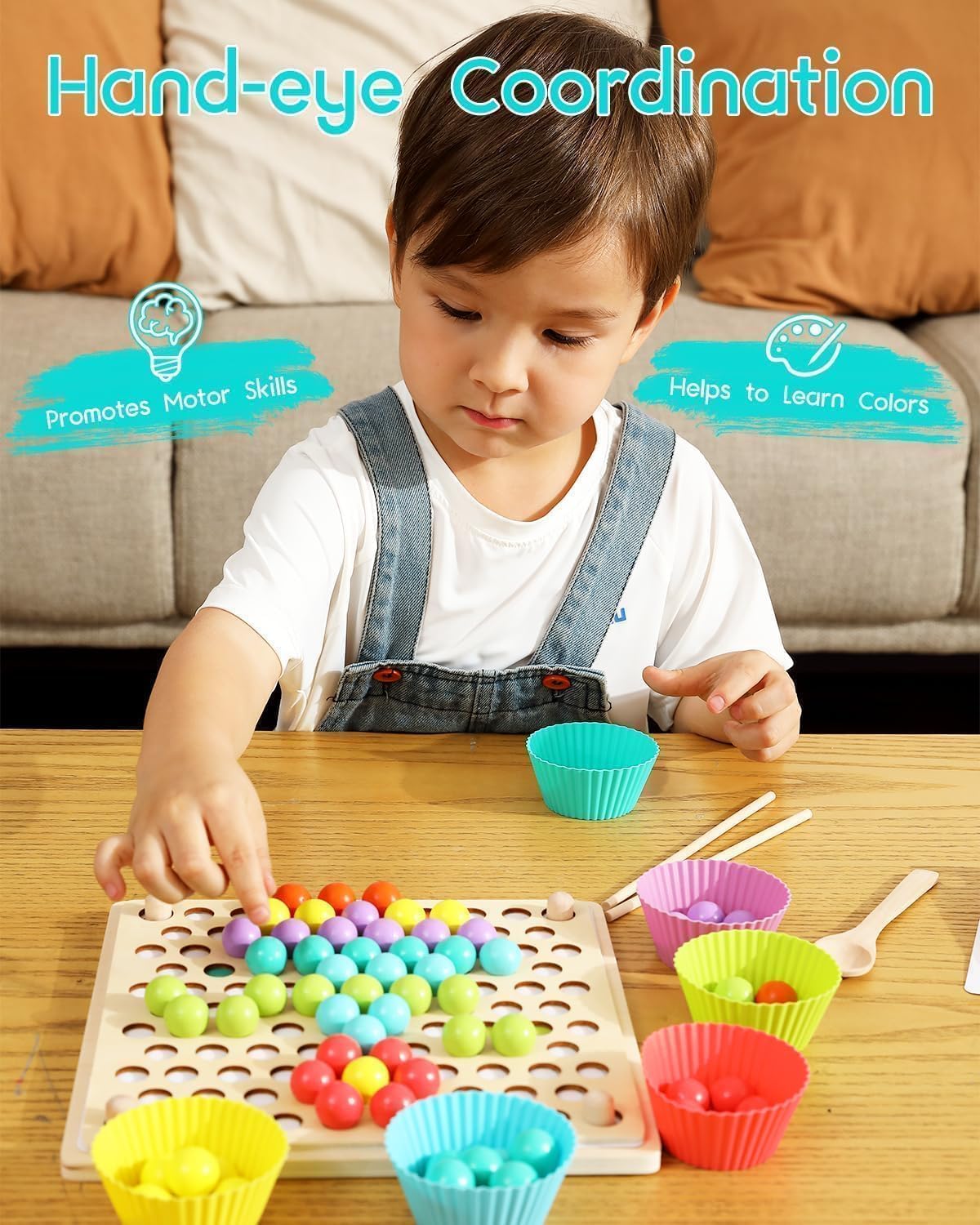 Juguetes Montessori de madera, juego de cuentas de tablero de clavijas para niños pequeños, juguete preescolar educativo temprano, juguetes de