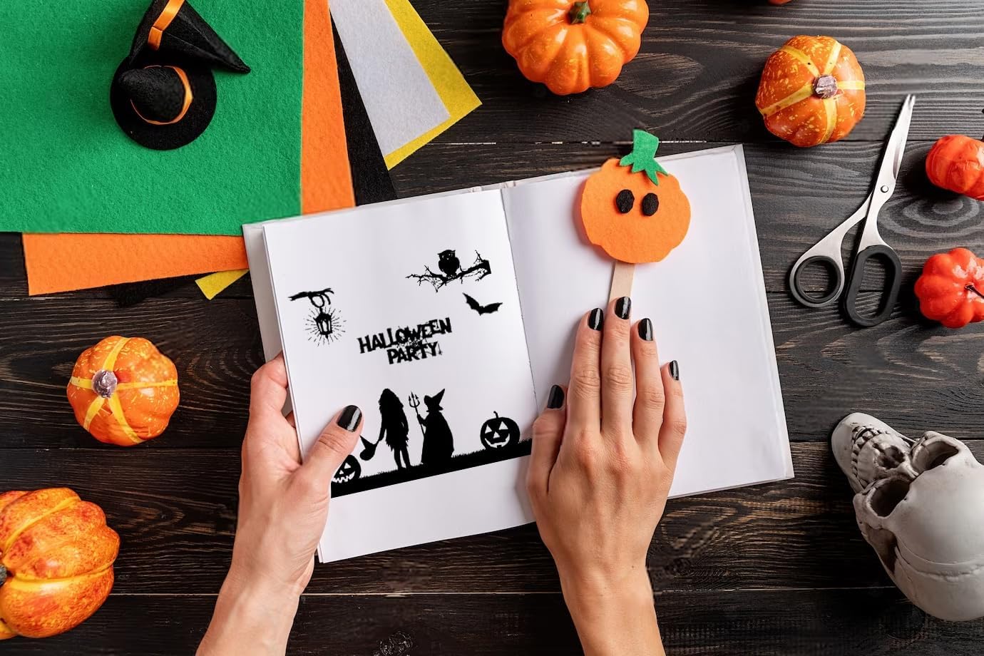 Sellos transparentes de Halloween para hacer tarjetas, palabras de Halloween, niñas, vallas de bruja, fondo, sello transparente de Halloween, sello