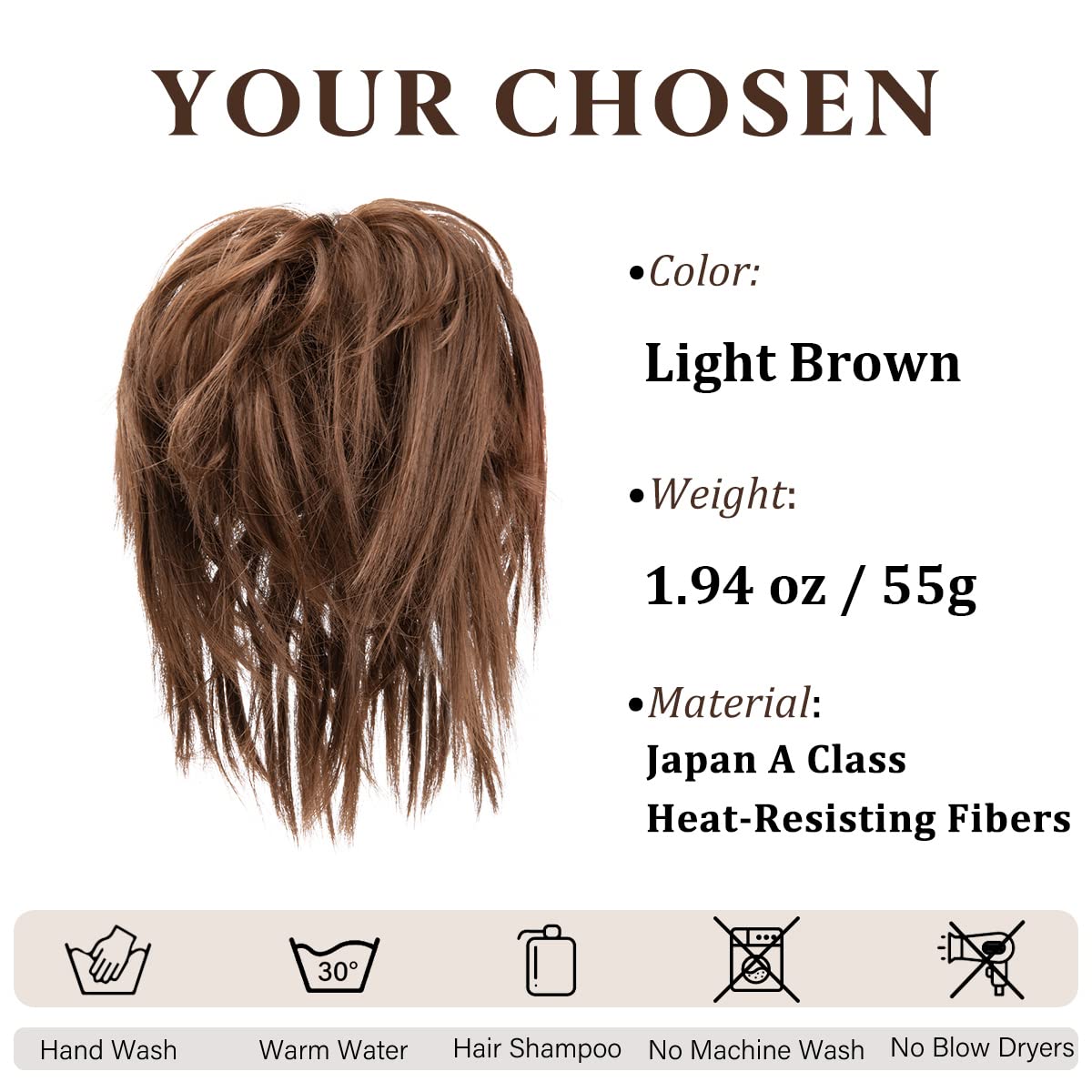 CJL HAIR Tousled Updo – Extensiones de cabello sintético sintético para mujeres y niñas (marrón claro)