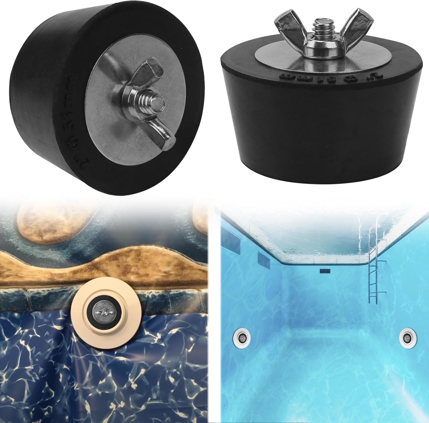 Enchufe de invierno para piscina, tapones de expansión de invierno de 2 pulgadas con tornillo SS, pernos de acero inoxidable, goma resistente,