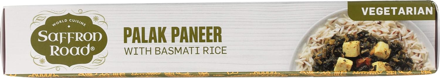 Saffron Road Palak Paneer con arroz Basmati Cena congelada, 10 onzas, vegetariano, sin gluten, Halal
