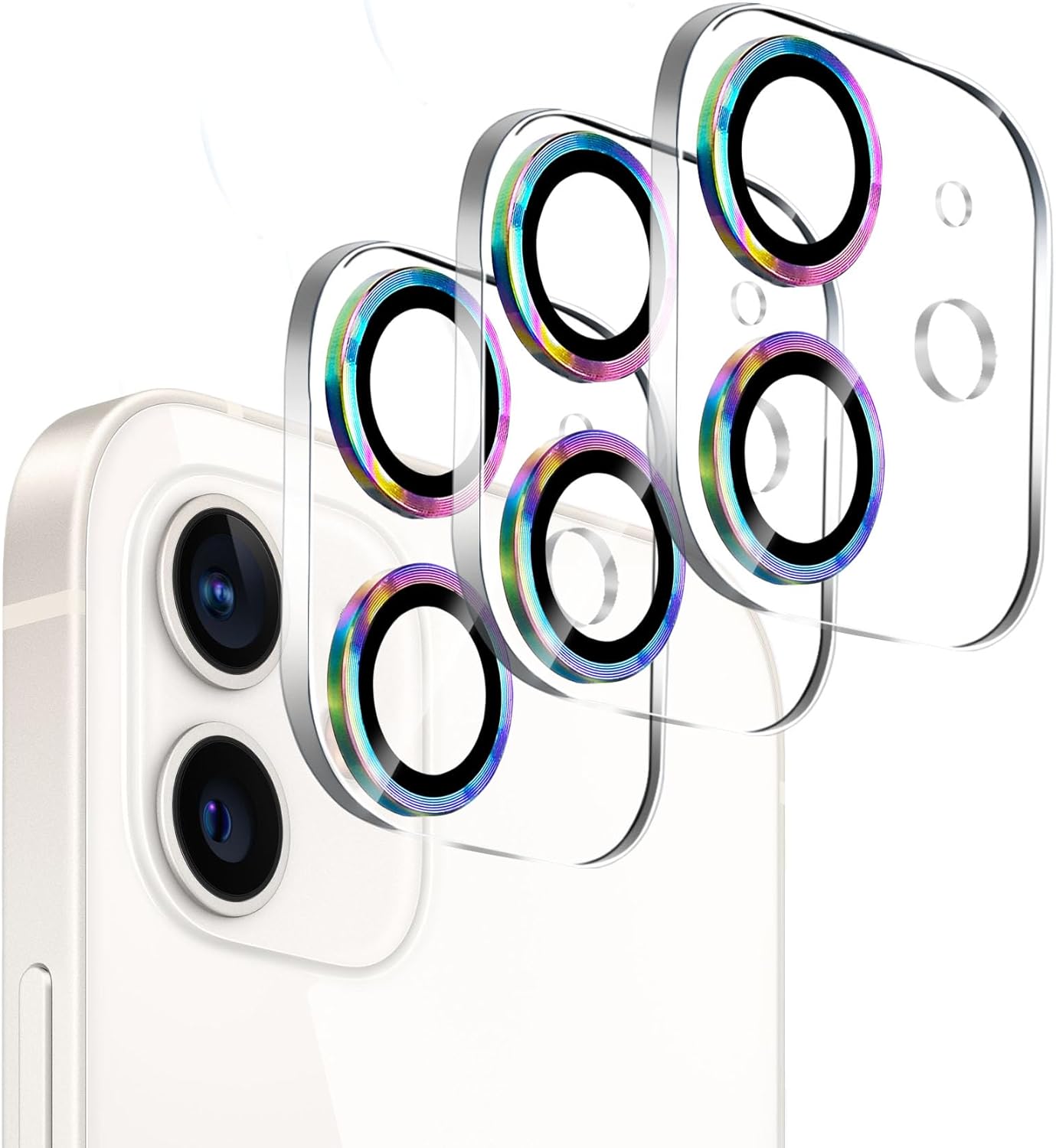 Paquete de 3 protector de lente de cámara de vidrio templado para iPhone 12 de 6.1 pulgadas, Ultra HD, dureza 9H, antiarañazos, compatible con