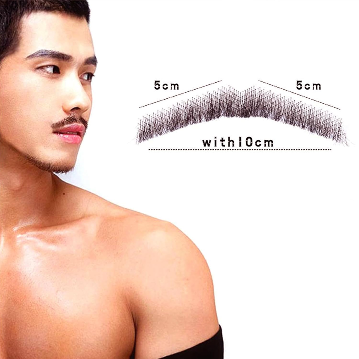 Un par de barbas falsas para hombre, 100% cabello humano atado a mano (# negro marrón)