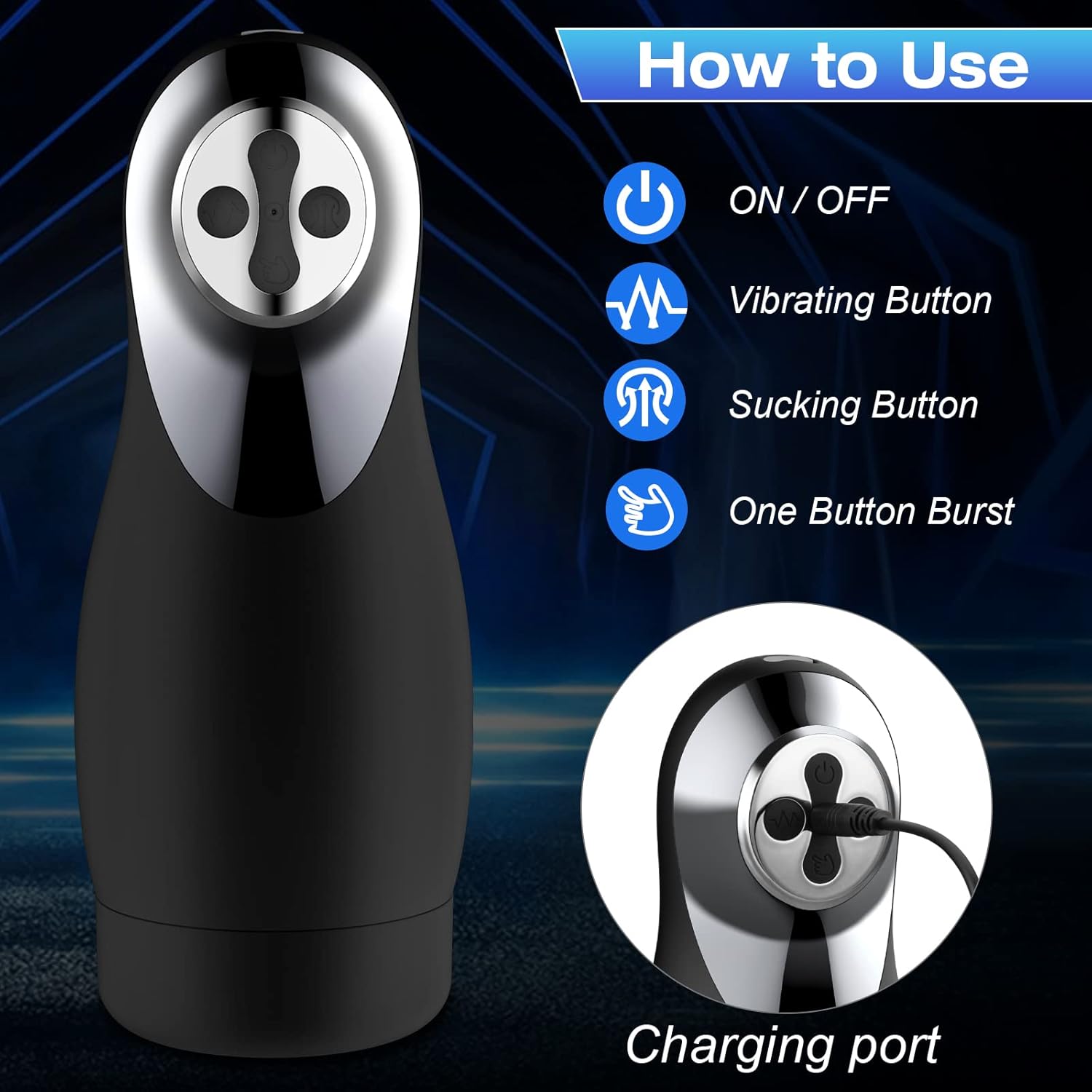 Eupher Taza masturbadora automática masculina, taza de masturbación de succión al vacío con 10 vibraciones y 3 succión para masajeador de pene,