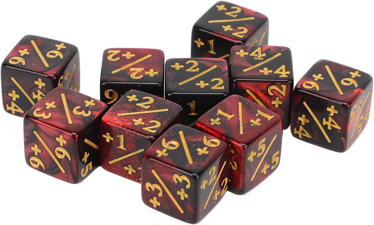 Juego de dados de 10 piezas de 6 caras, juego de dados de juego de rompecabezas de matemáticas de dos colores, accesorios de juego, para enseñanza