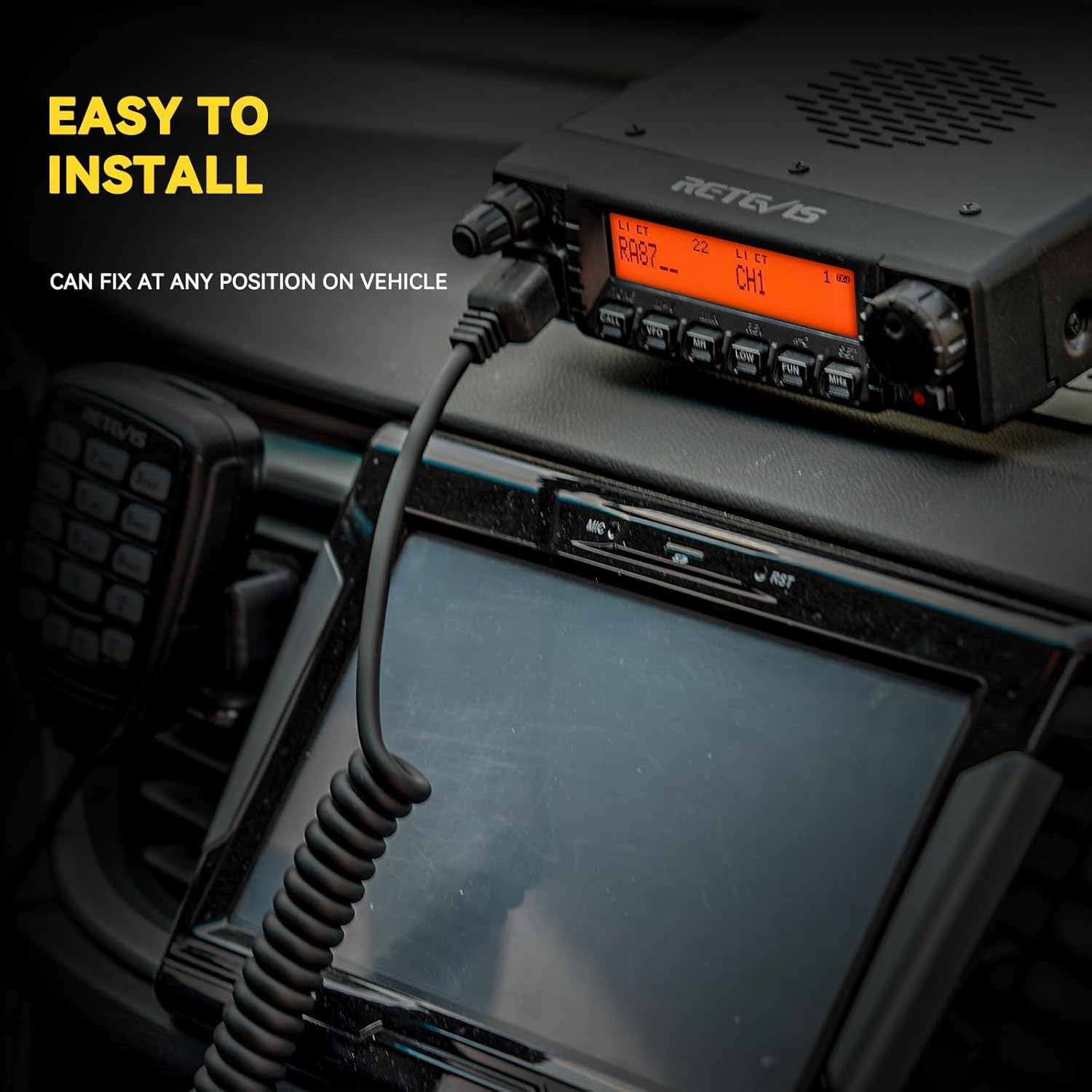 Retevis Radio móvil RA87 GMRS, repetidor GMRS móvil de 40 W, transceptor GMRS estación base de 8 canales repetidores, reloj dual VOX de 200 canales,