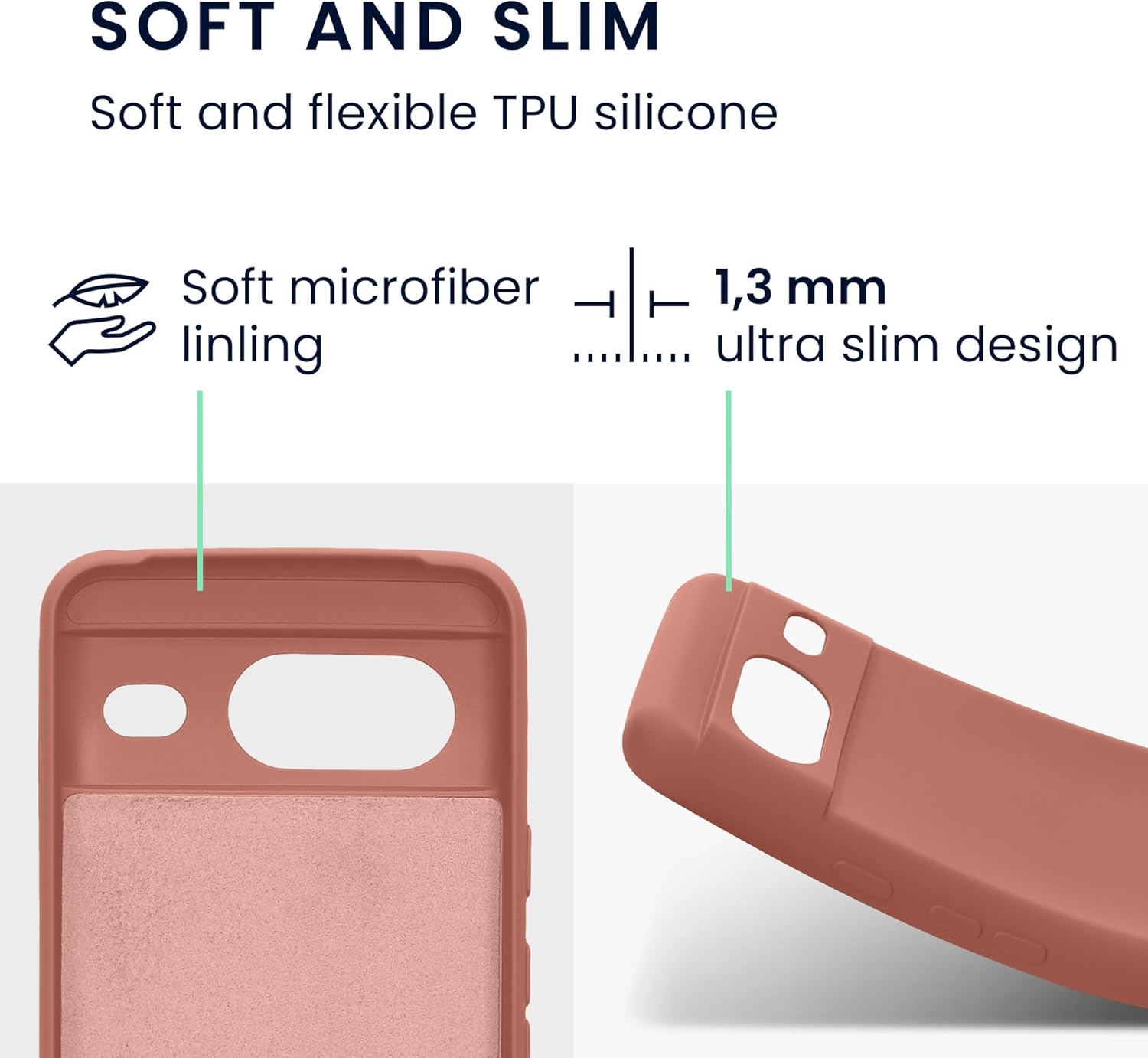kwmobile Funda compatible con Google Pixel 8 – Funda protectora delgada de TPU con acabado mate suave – Rosa de invierno
