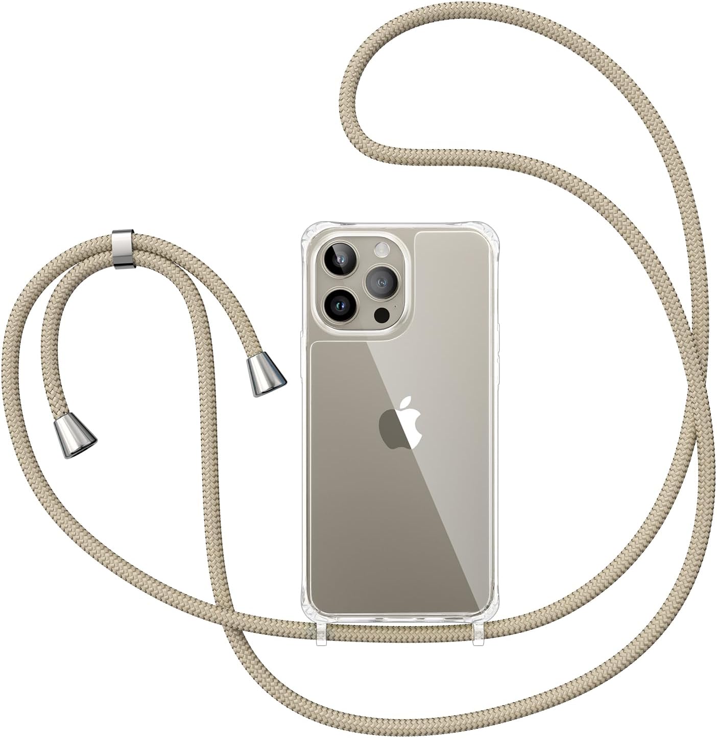 ZTOFERA Compatible con iPhone 15 Pro Max, funda transparente con cordón ajustable, TPU suave y delgada, a prueba de golpes, funda cruzada para