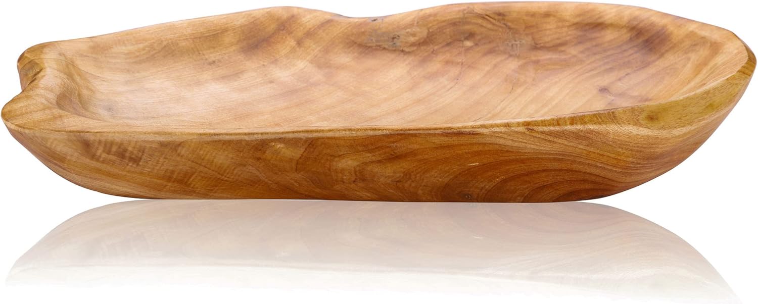 Jovivi Cuenco de madera de abeto natural, plato de madera hecho a mano, platos de madera para sándwich, pan, ensalada de frutas, aperitivos, masa,