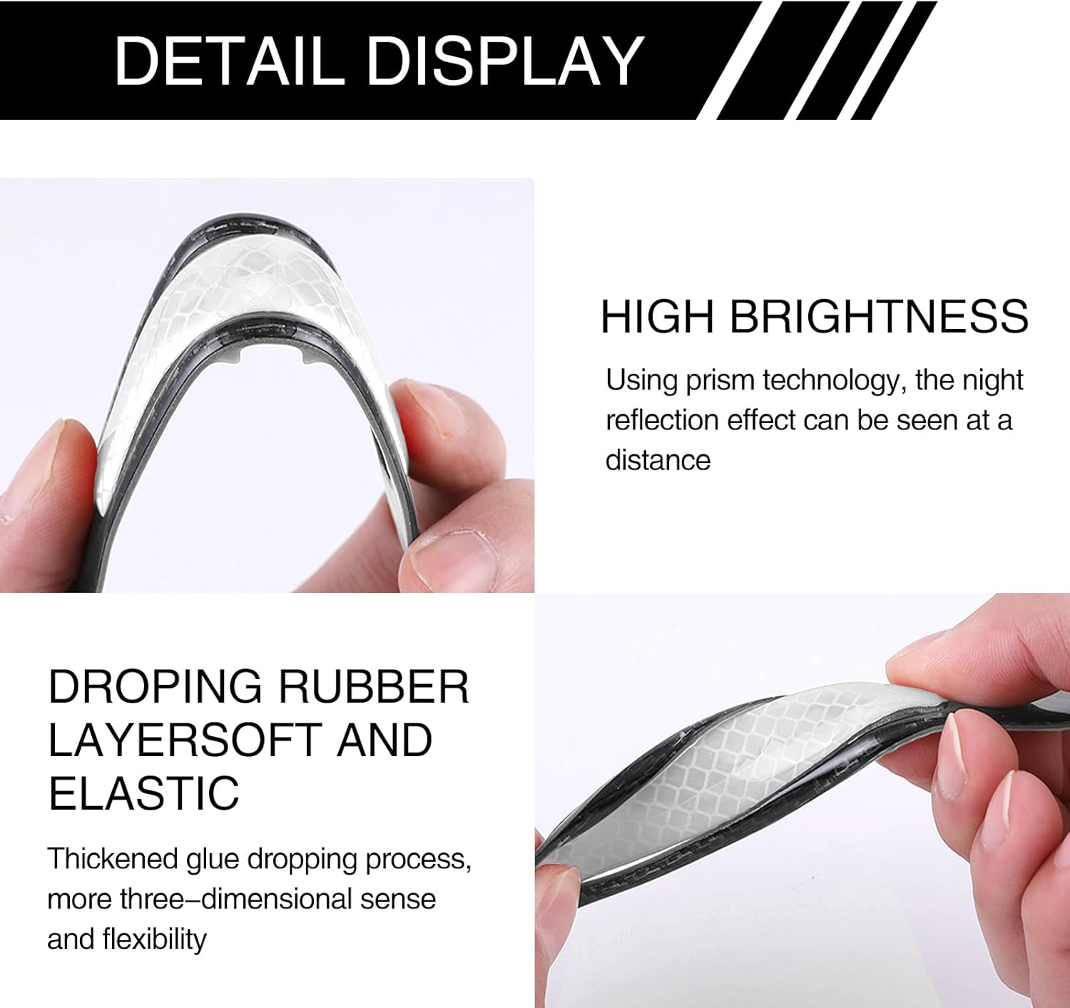 6 calcomanías reflectantes para ruedas de automóvil, fibra de carbono, antiarañazos, decoración nocturna antiarañazos, tiras reflectantes de