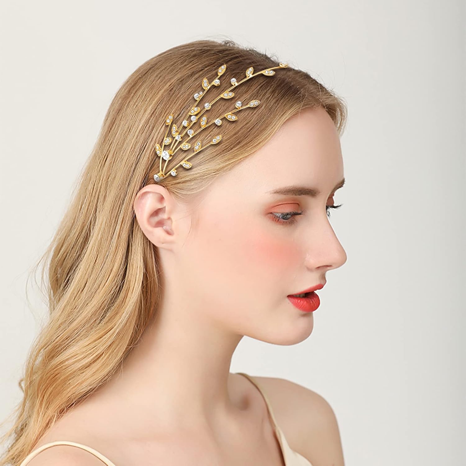 Aswewamt 2 diademas doradas de aleación de diamantes de imitación de cinco puntas con estrellas para novia, accesorio decorativo para el cabello,