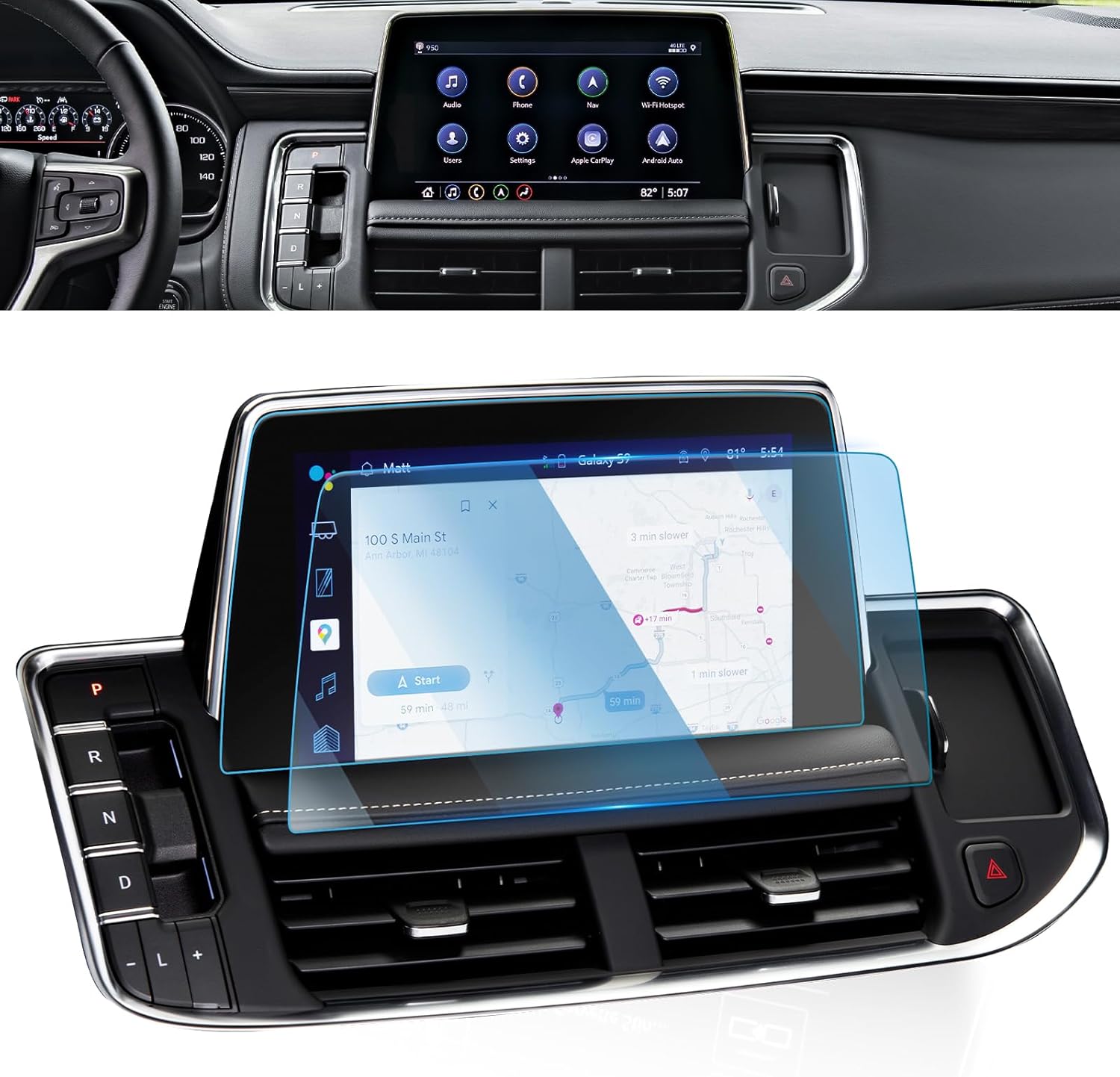 Protector de pantalla de coche de 10.2 pulgadas, suave como la seda para Chevy Tahoe Suburban y GMC Yukon 2024-2021, accesorios de navegación GPS,