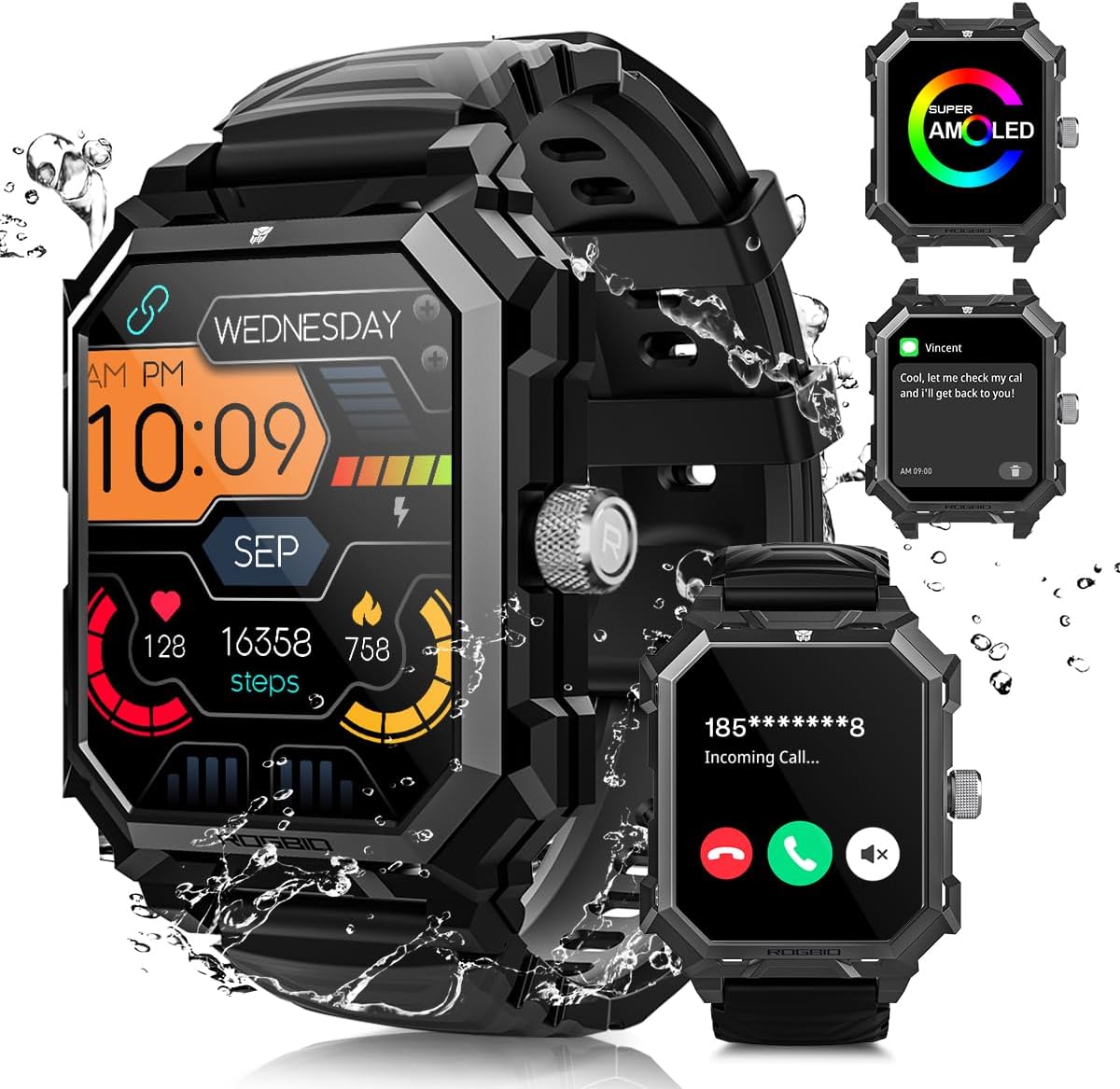 Alpha Gear – Relojes inteligentes militares para hombre, tácticos, resistentes al agua, 5 ATM, resistente al agua, duradero, rival, rastreador de