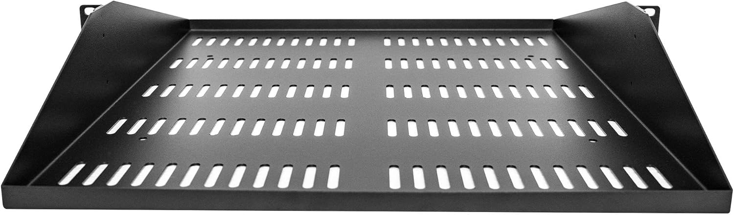 StarTech. com Estante para servidores 2U, bandeja voladiza universal ventilada para estante de equipo de red de 19 pulgadas, acero resistente,