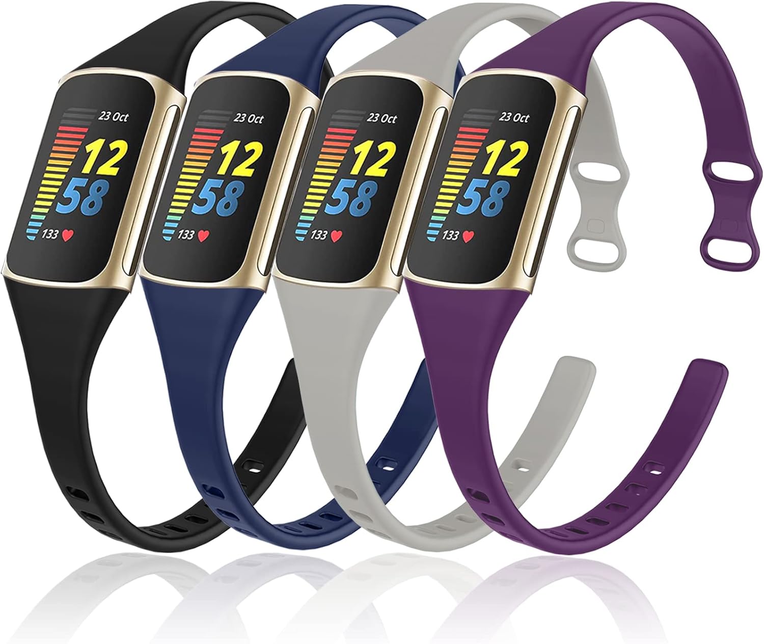 surundo Compatible con Fitbit Charge 6 BandsFitbit Charge 5 – Correa deportiva de silicona suave delgada y estrecha de repuesto para Fitbit Charge