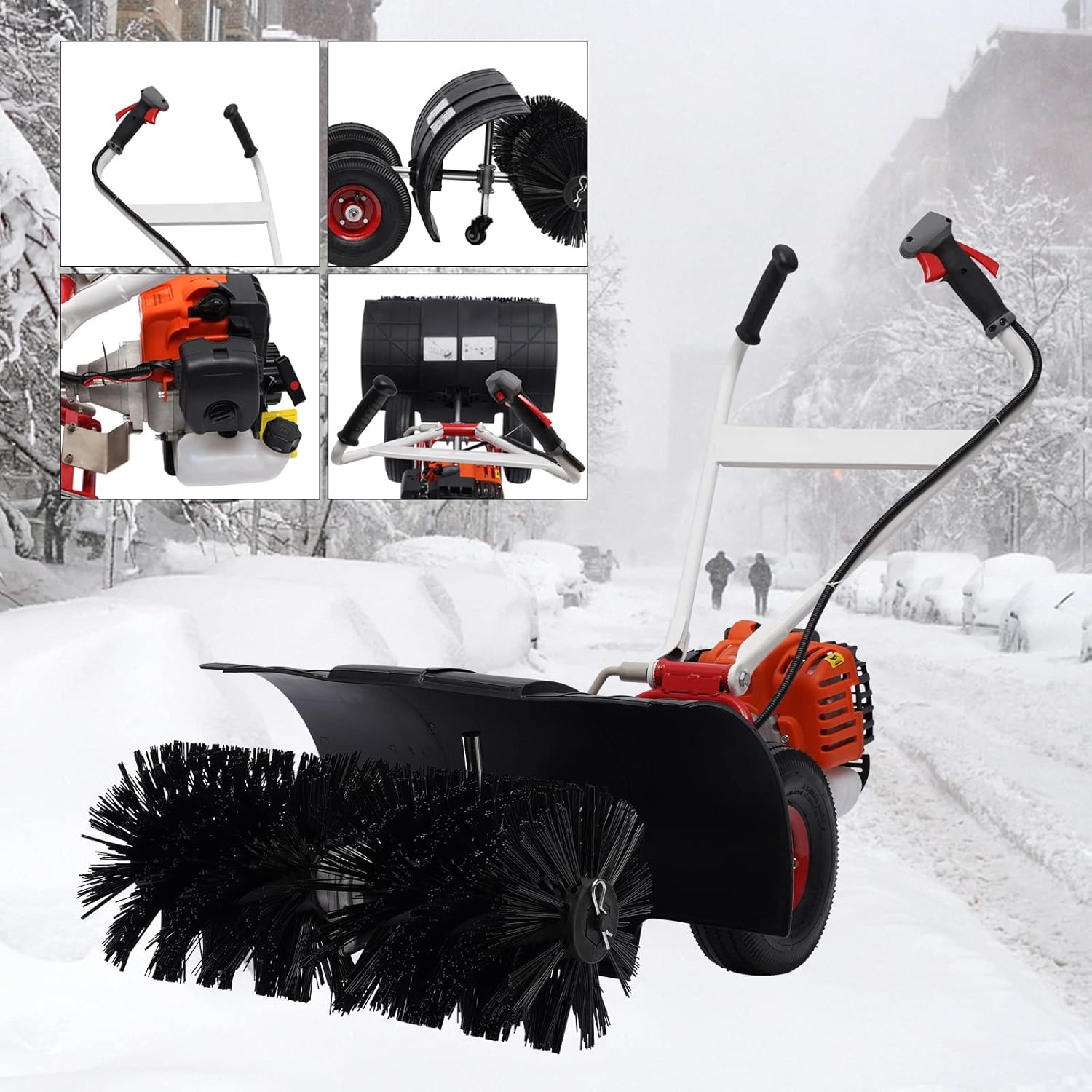 Escoba eléctrica 52CC 2.5HP barredora plegable al aire libre escoba caminando detrás de mano barredora para concreto entrada césped jardín