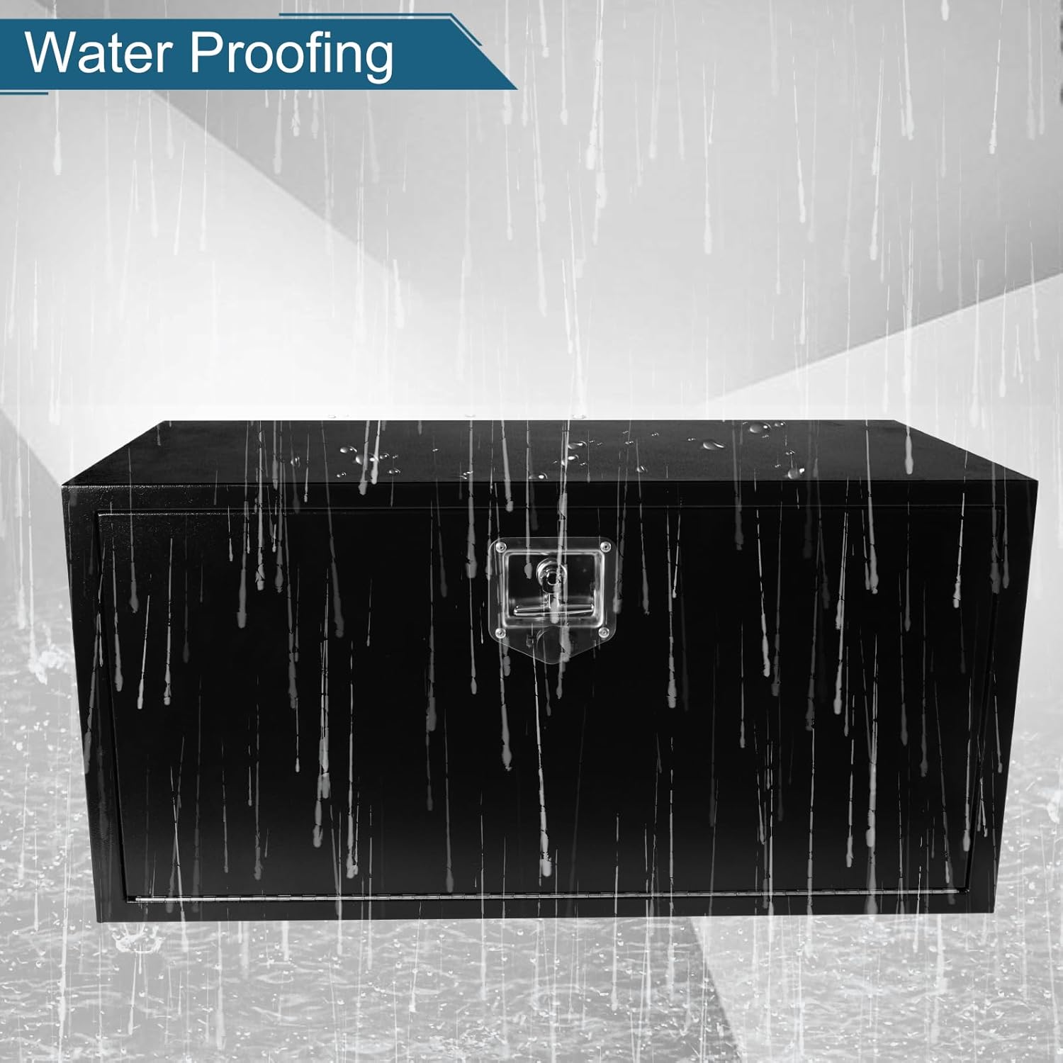 Caja de acero para camión de 36 x 18 x 18 pulgadas, caja de herramientas de acero resistente negro, caja de herramientas para camioneta, organizador