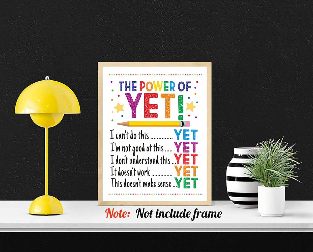 Arte de pared con mentalidad de crecimiento, arte de pared motivacional, citas inspiradoras, arte de pared con frases motivacionales, sin marco.