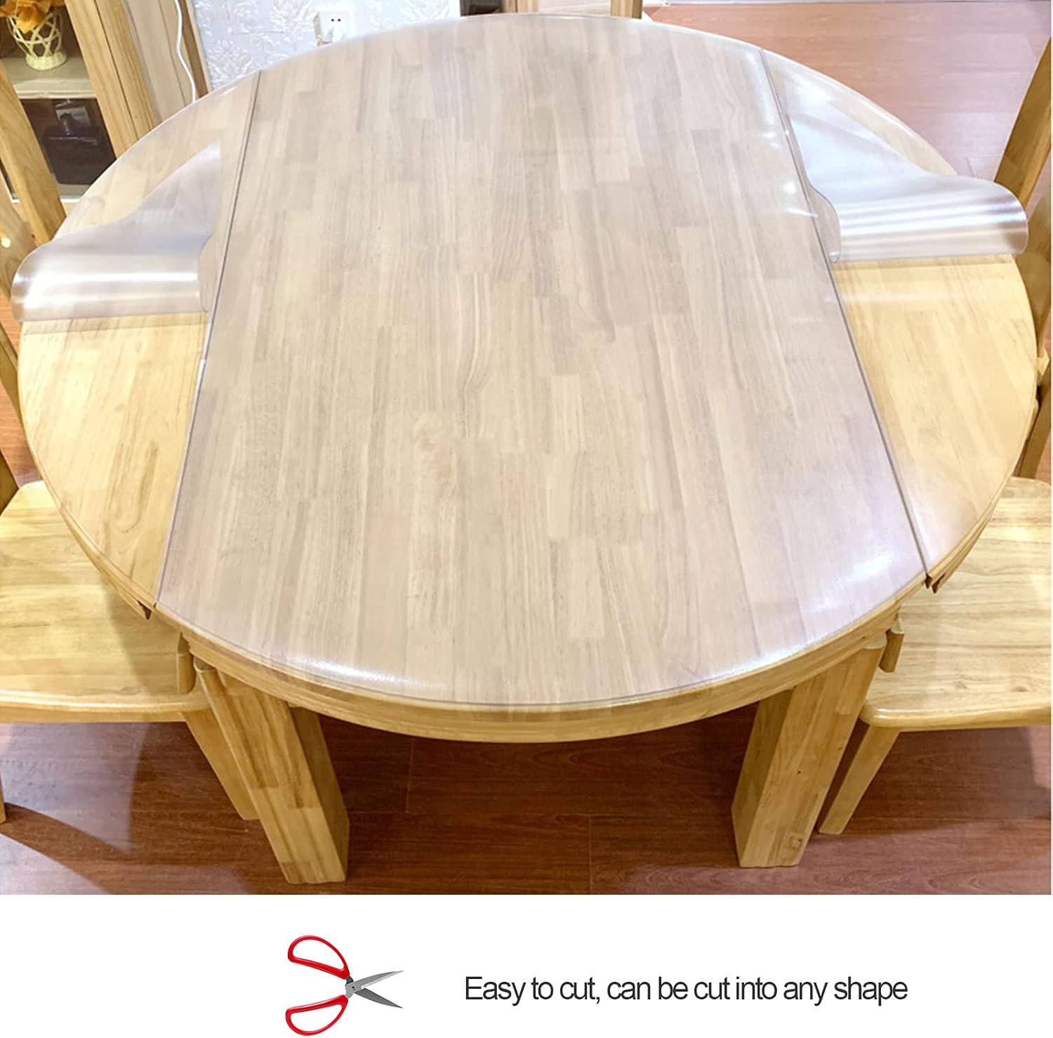 Protector de mesa de comedor de plástico transparente, mantel redondo, tapete de madera para muebles de mesa, cubierta de protección superior,