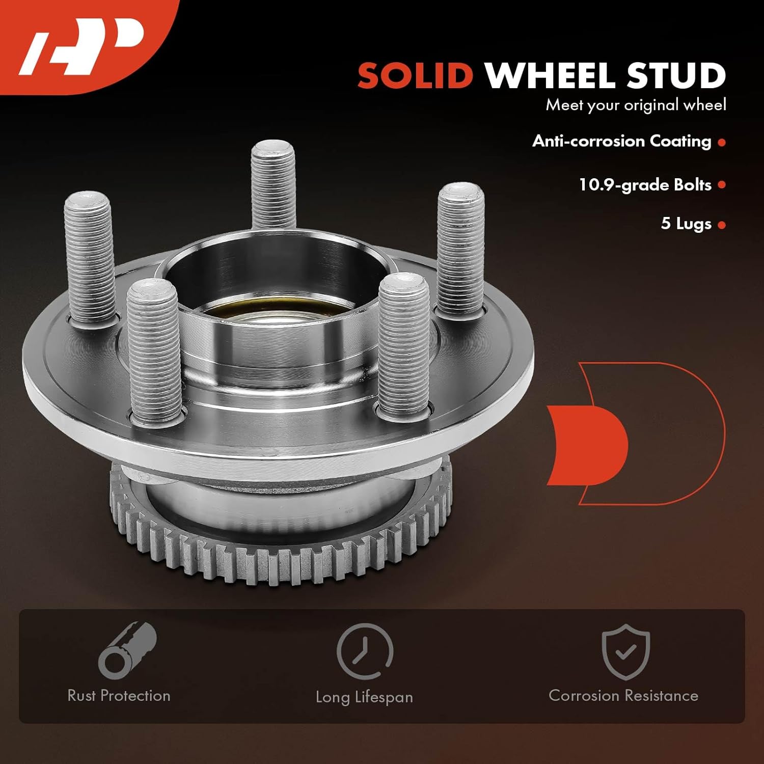 A-Premium 2 rodamientos de rueda delantera y conjunto de cubo con anillo ABS y 5 lengüetas compatibles con Ford Mustang 2015-2021