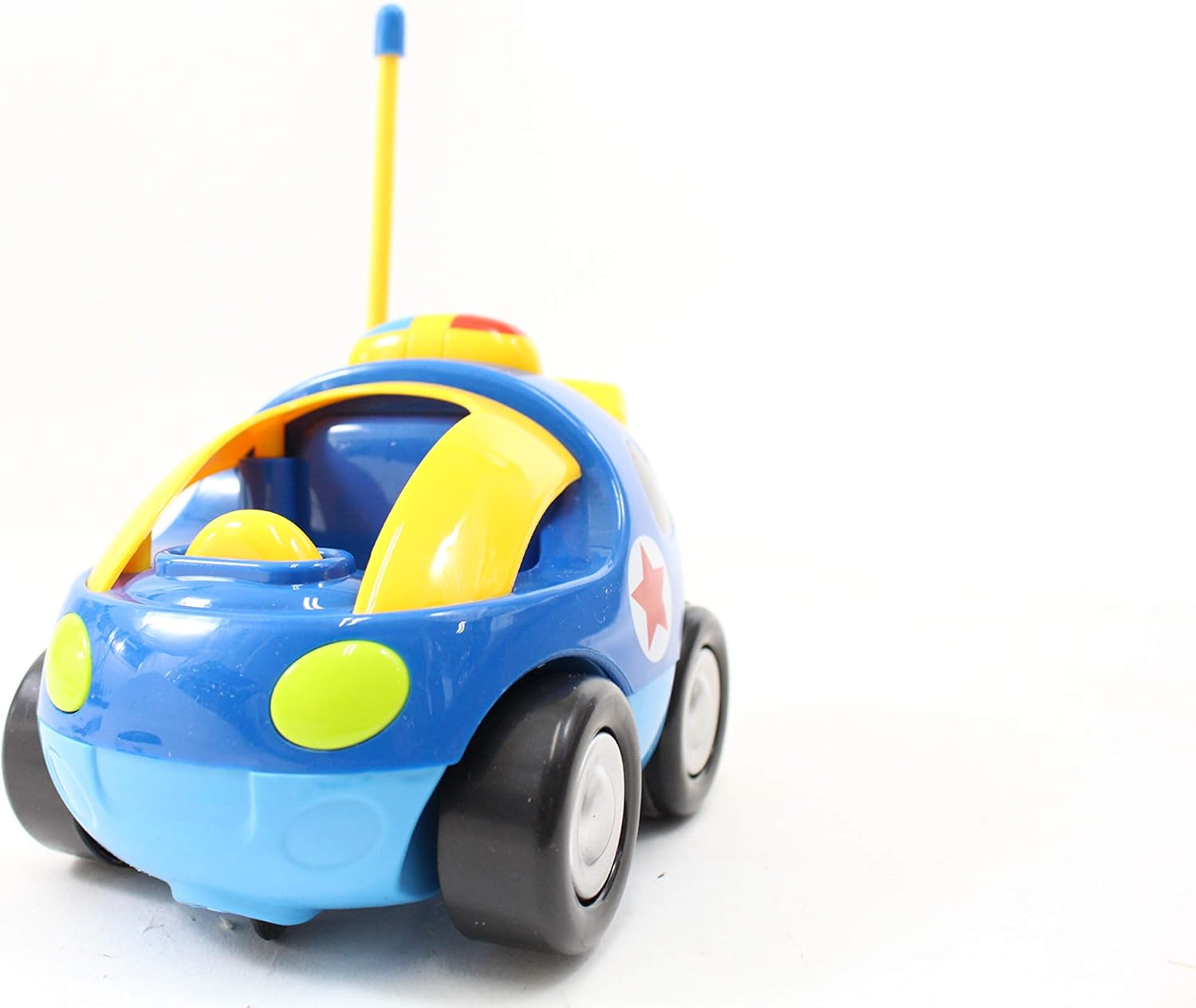 PowerTRC Control remoto de dibujos animados de coches y aviones con control remoto de radio con música y sonido  Juguete rojo, azul y amarillo para