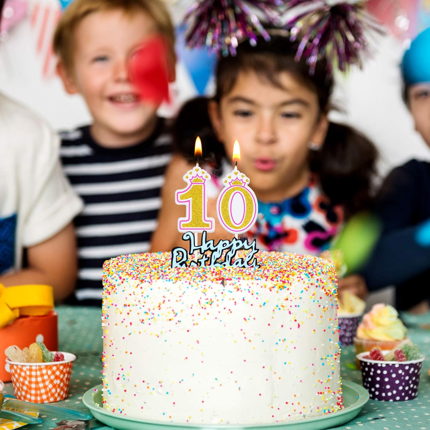 Vela de 10 cumpleaños para niña y niño, vela número 10, velas numéricas para tarta, velas para cumpleaños, bodas, aniversarios, fiestas, suministros
