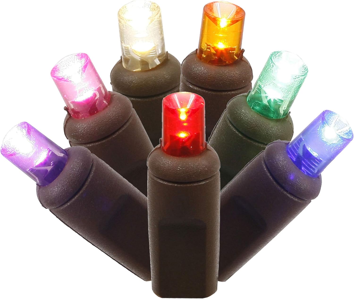 Vickerman 70 LED de gran angular multicolor de un solo molde de luz en cable marrón, filamento de luz de Navidad de 35′