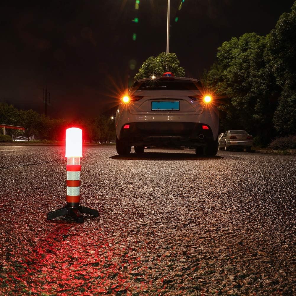 Twinkle Star – Juego de 2 bengalas de emergencia para carretera, luz de advertencia de carretera con base magnética, soporte desmontable, luz