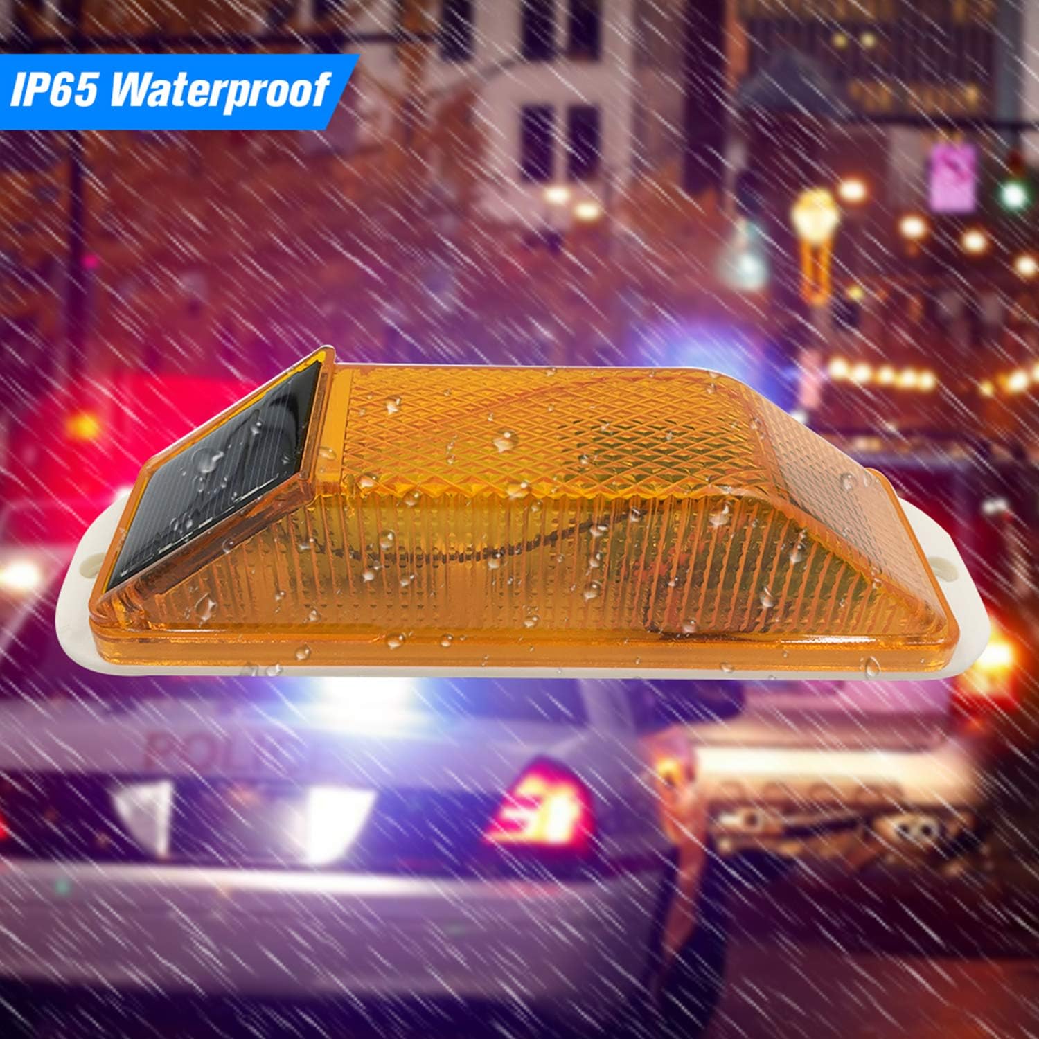 Luz de advertencia solar estroboscópica lámpara de advertencia LED sensible, superbrillante, impermeable, IP65, control de luz inalámbrico, baliza