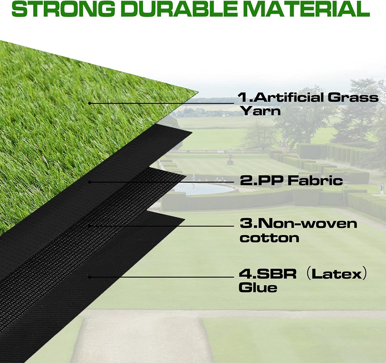 XLX TURF – Alfombra con césped artificial, de 3 x 3 pies, tapete cuadrado para interiores y exteriores, para mascotas, balcón, patio, jardín, paisaje