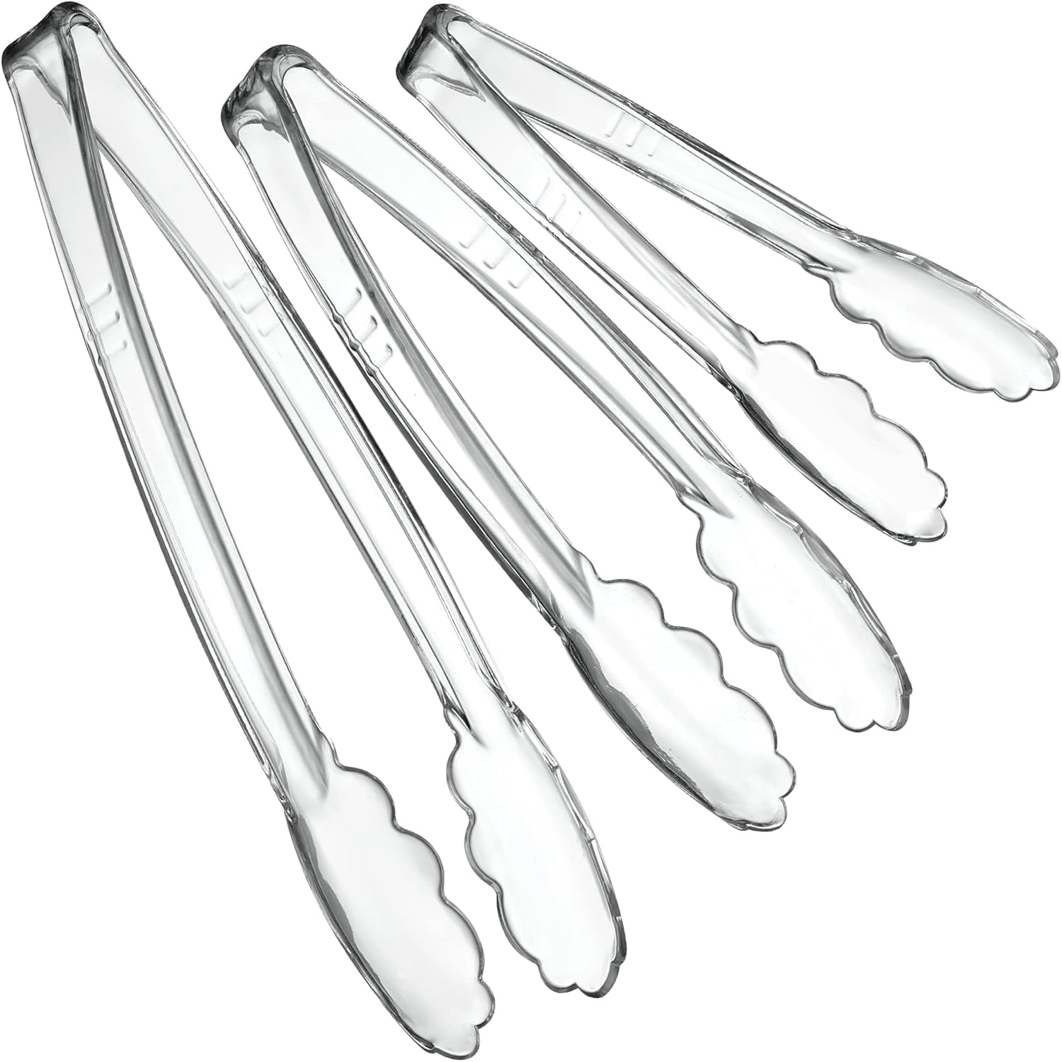 Juego de pinzas transparentes Plasticpro 4 pinzas de 7.5 pulgadas, 9 pulgadas, 12 pulgadas, para servir resistentes y reutilizables, para cocina y