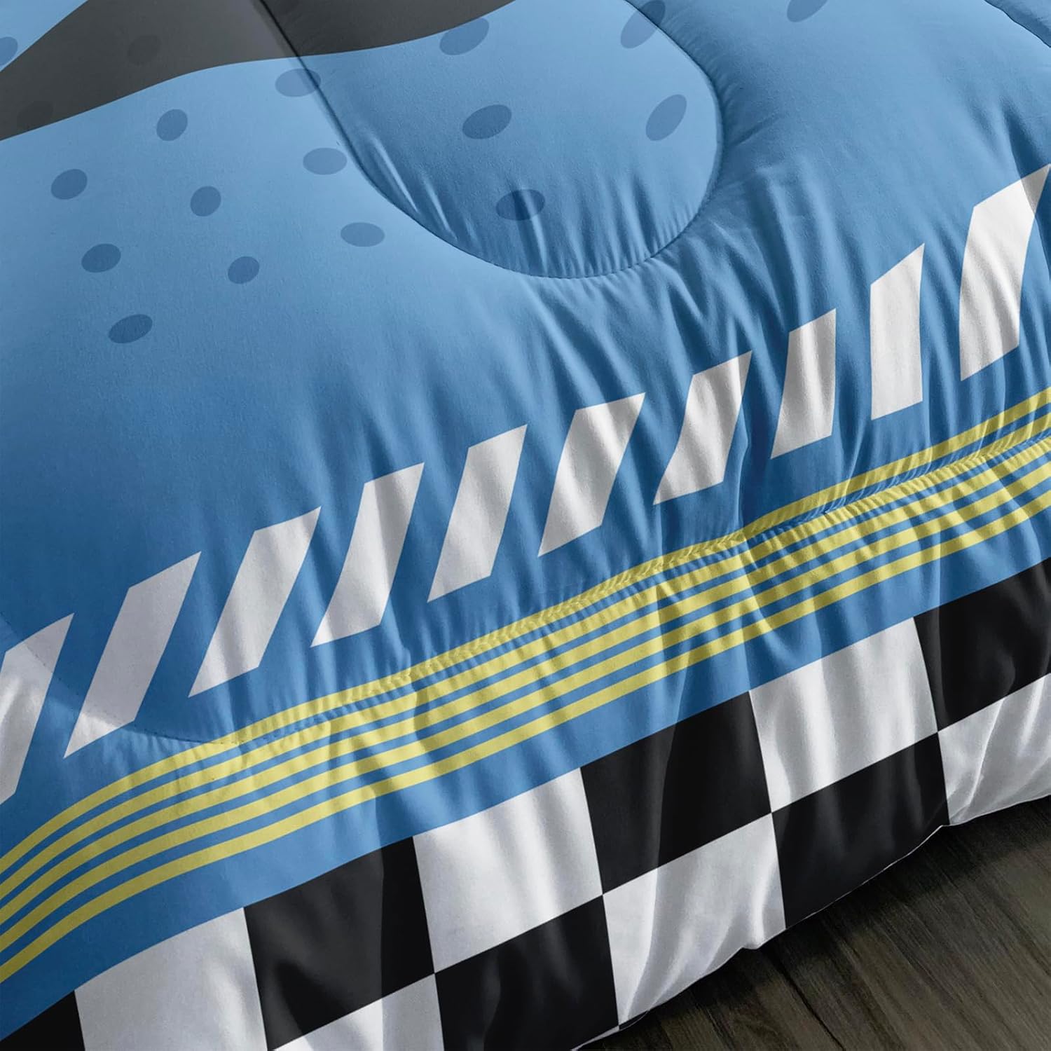 Edredón de camión monstruo azul, tamaño individual, juego de ropa de cama con estampado de camión monstruo para niños pequeños, 1 edredón con 2