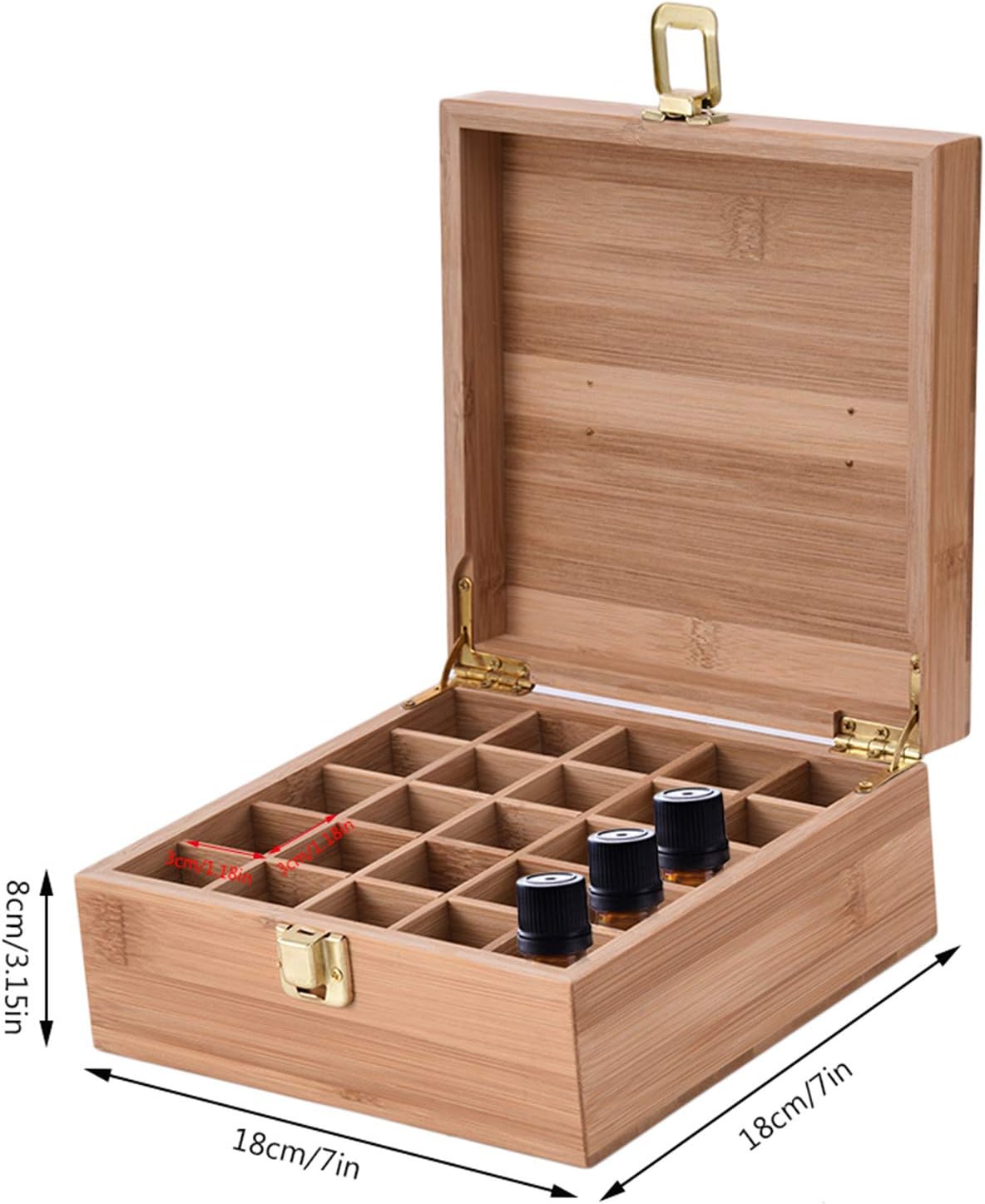Pure Vie Caja de almacenamiento de bambú de aceite esencial, presentación de exhibición de viaje, capacidad para 25 botellas para 5, 10, 0.5 fl oz,