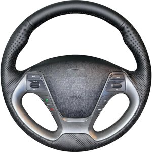 Funda de cuero cosida a mano para volante de automóvil, apta para Kia K3 2013 K2 Rio 2015 2016 Ceed Cee’d 2012-2017 Cerato Accesorios Funda de cuero cosida a mano para volante de automóvil, apta para Kia K3 2013 K2 Rio 2015 2016 Ceed Cee’d 2012-2017 Cerato Accesorios