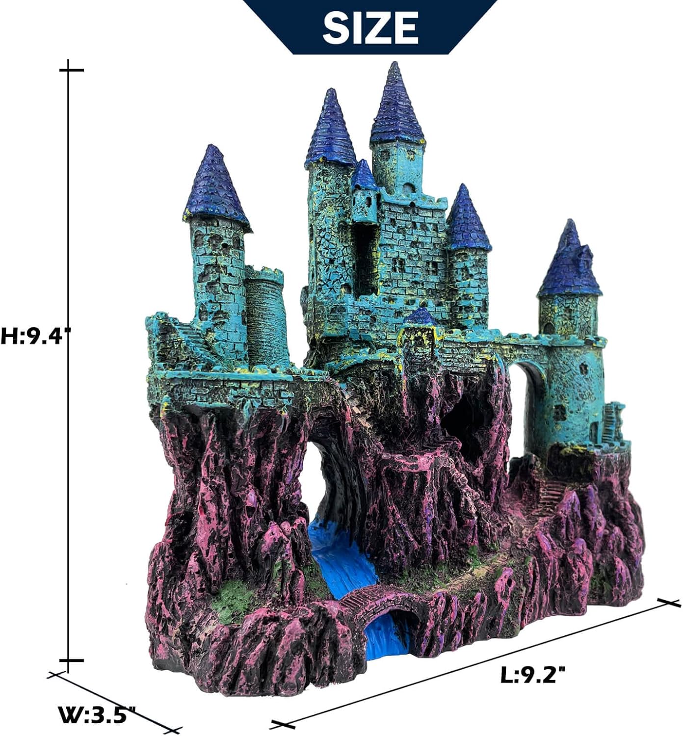 VMCN Decoración de castillo de acuario para pecera, castillo, escondites de cuevas, suministros de plantas de casa, accesorios seguros para peceras