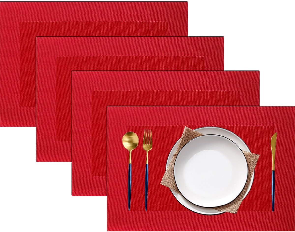 pigchcy Manteles individuales elegantes,combinados, hilados, resistentes al calor, lavables, fáciles de limpiar, para comedor y decoración.