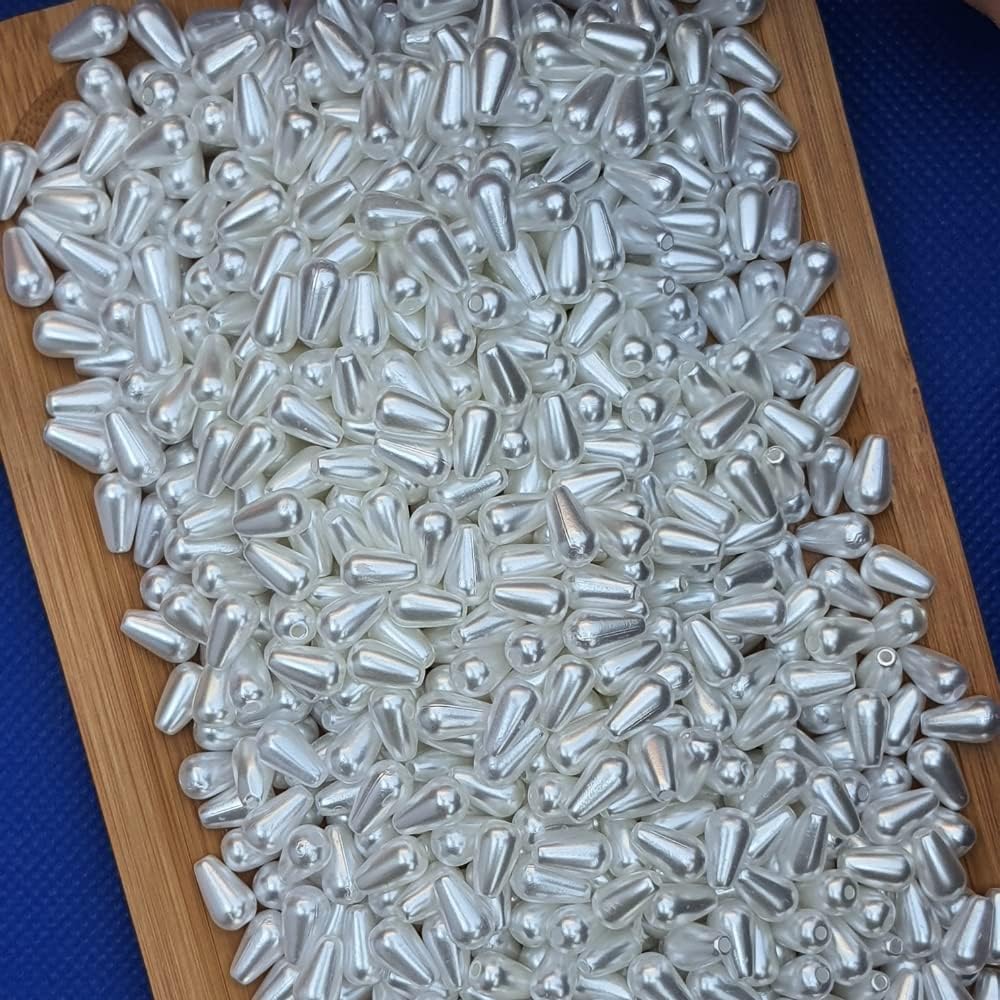 100 cuentas sueltas de lágrima de 0.236 x 0.394 pulgadas, cuentas de perlas de gota de agua para bricolaje, joyería de cuentas de imitación ABS