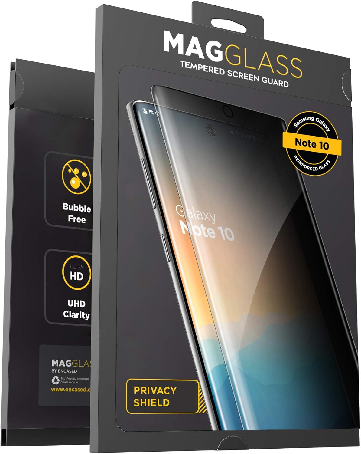 magglass Protector de pantalla de privacidad para Galaxy Note 10, resistente a las huellas dactilares, protector de vidrio templado para Samsung