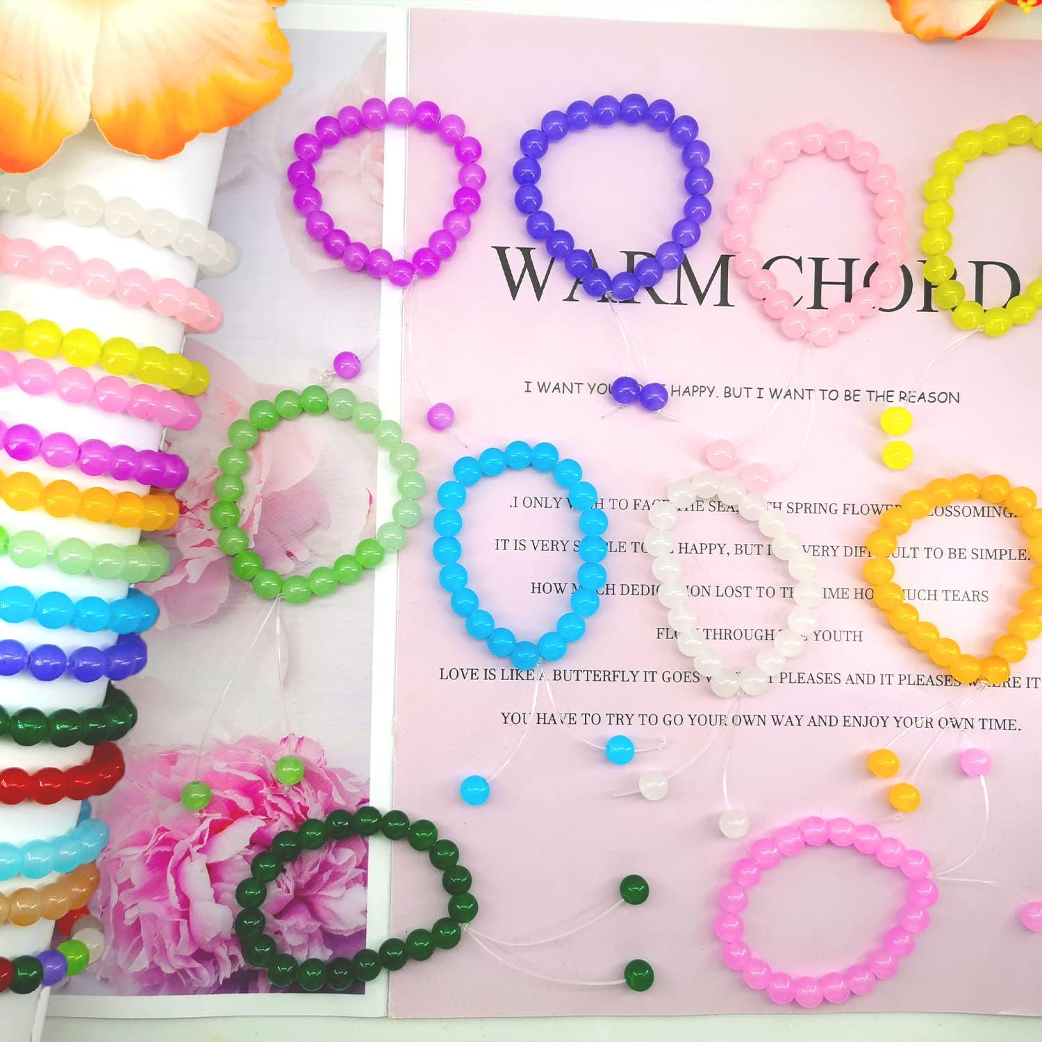 Cuentas de vidrio de 0.394 pulgadas para la fabricación de joyas, cuentas de cristal redondas de 28 colores, cuentas de piedras preciosas, juego de