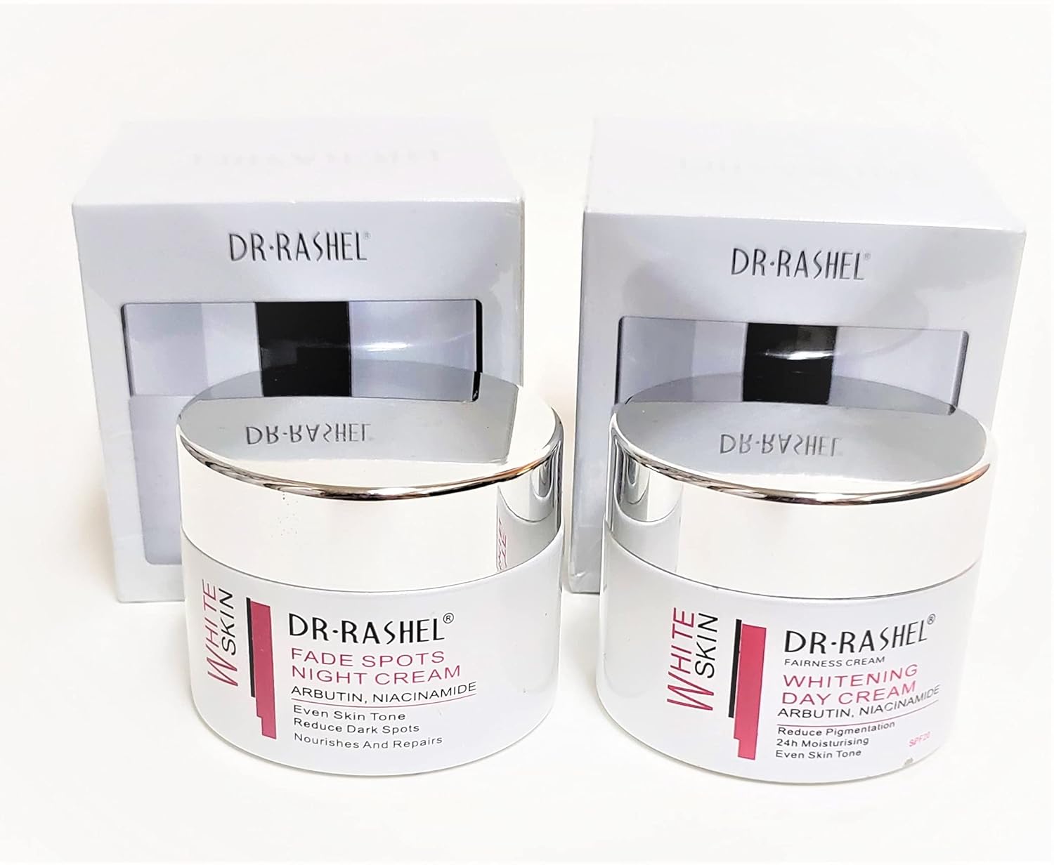 Dr Rashel Fade Dark Spots – Crema facial de día y crema de noche con arbutina y niacinamida (paquete de 2) tarros de 1.76 onzas