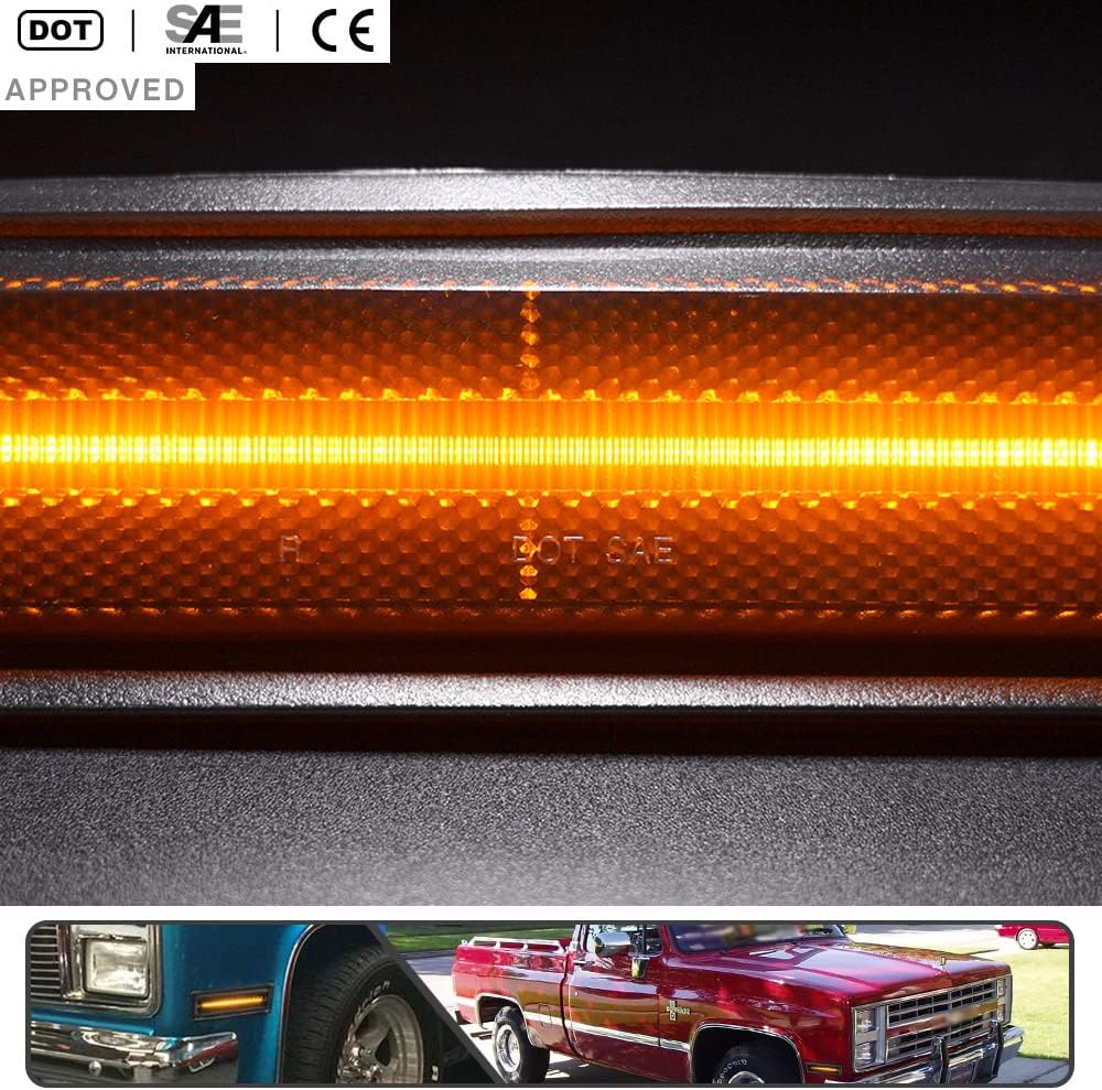 2 luces LED ámbar de marcador lateral para Chevy K5 Blazer GM CK RV Truck para GMC Jimmy 1984-1991 indicador de guardabarros delantero, luces